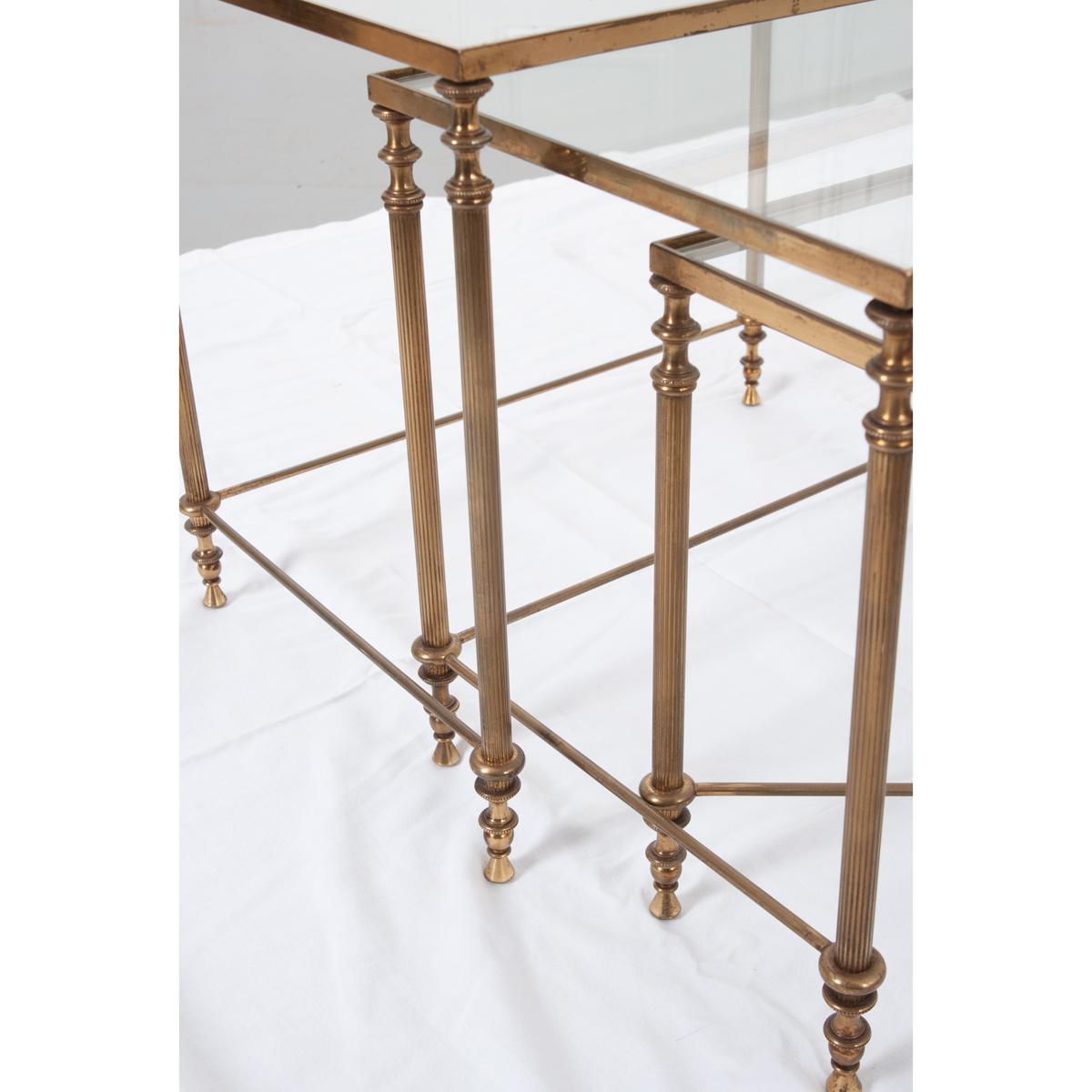 French Vintage Brass Nesting Tables 2