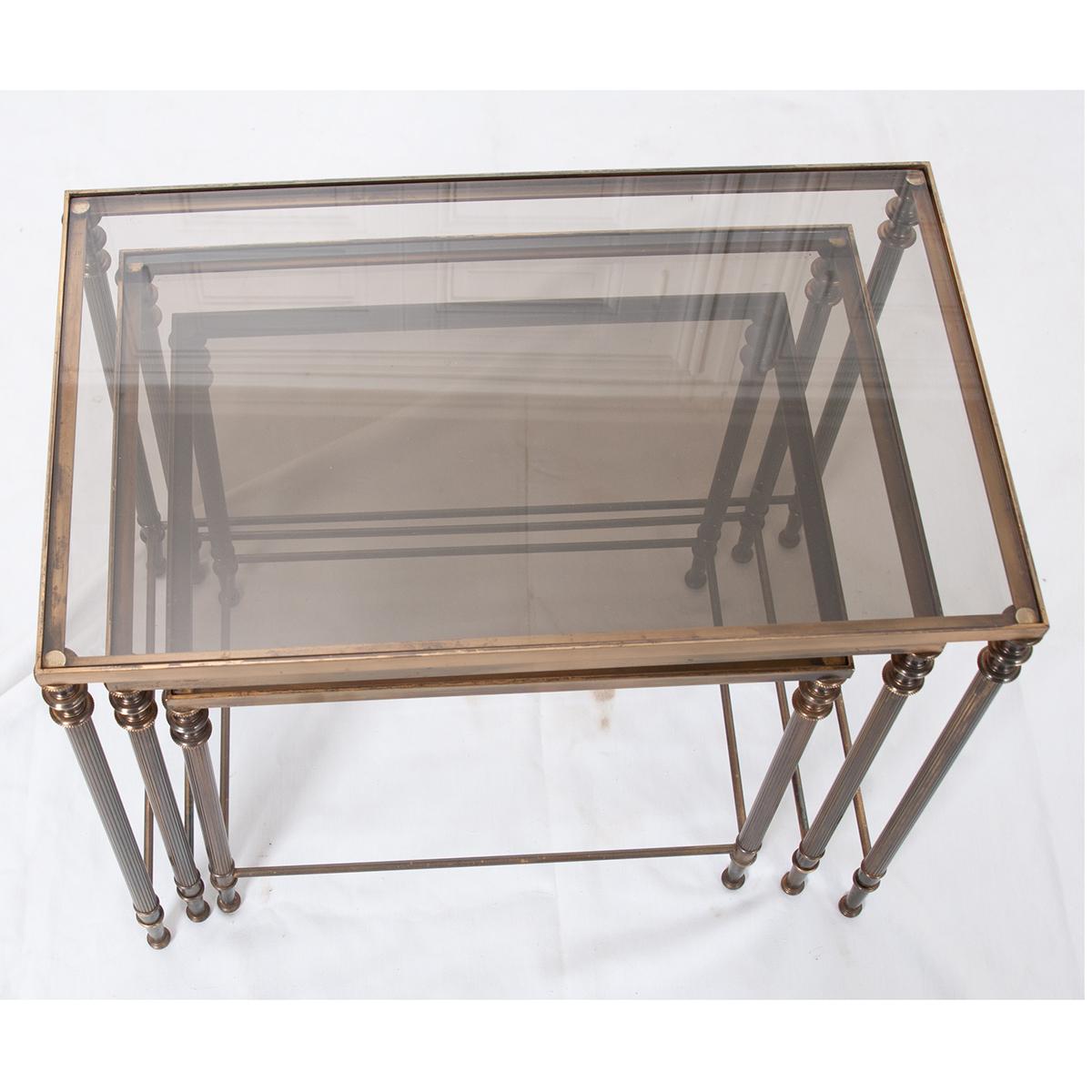 French Vintage Brass Nesting Tables 3