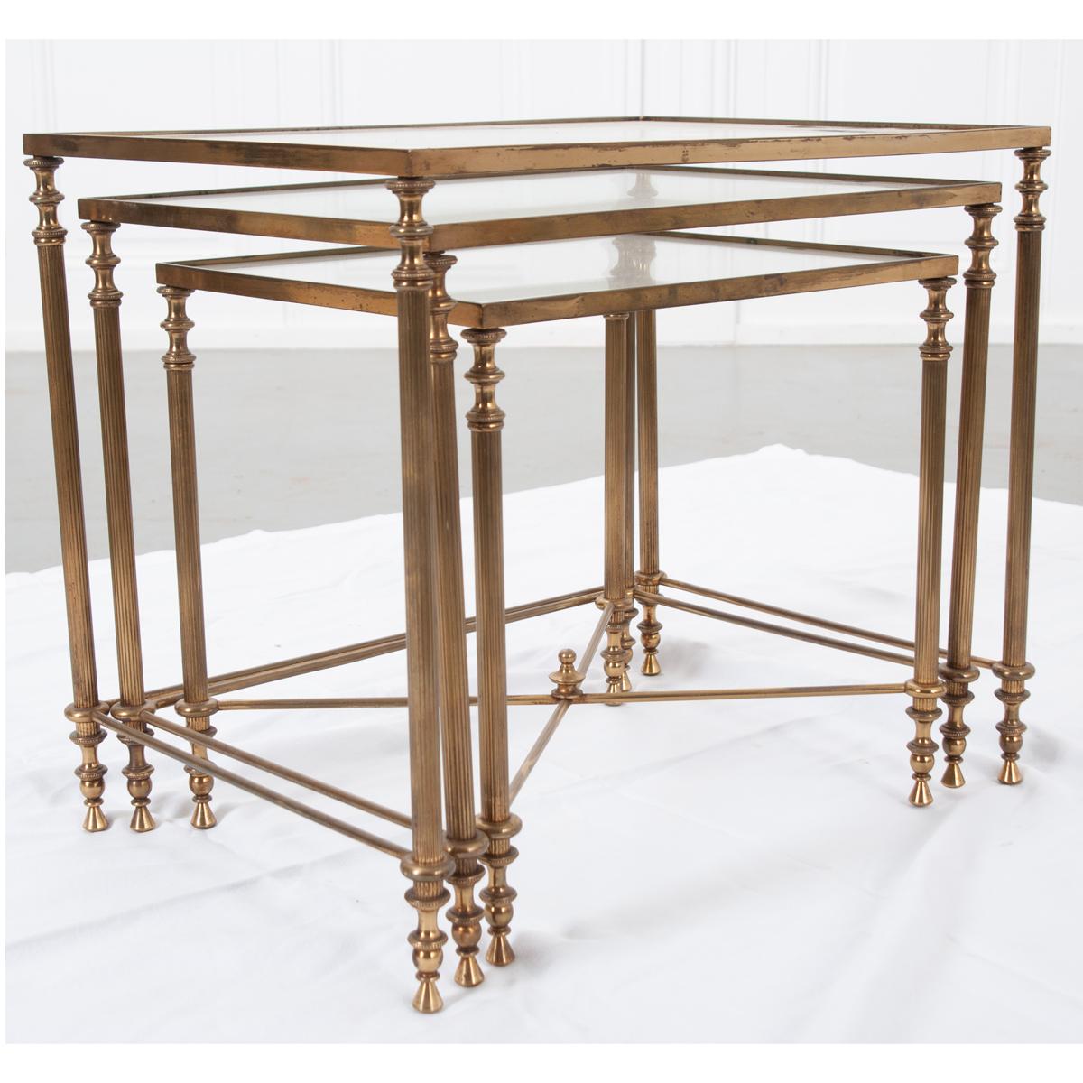 French Vintage Brass Nesting Tables 3