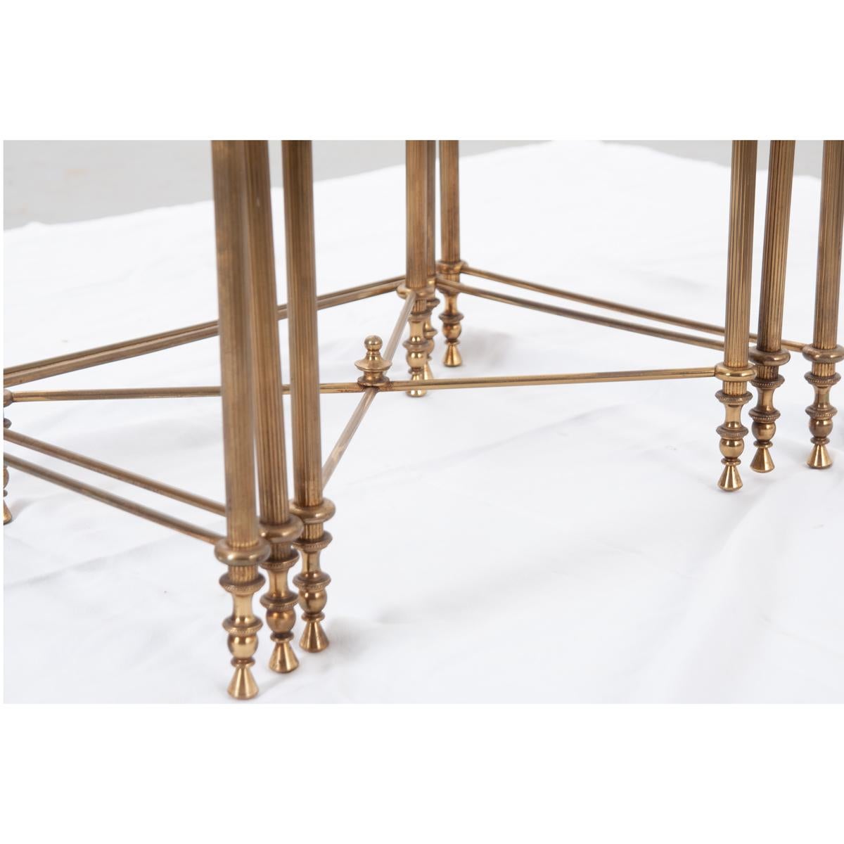 French Vintage Brass Nesting Tables 4