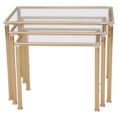 French Used Brass Nesting Tables