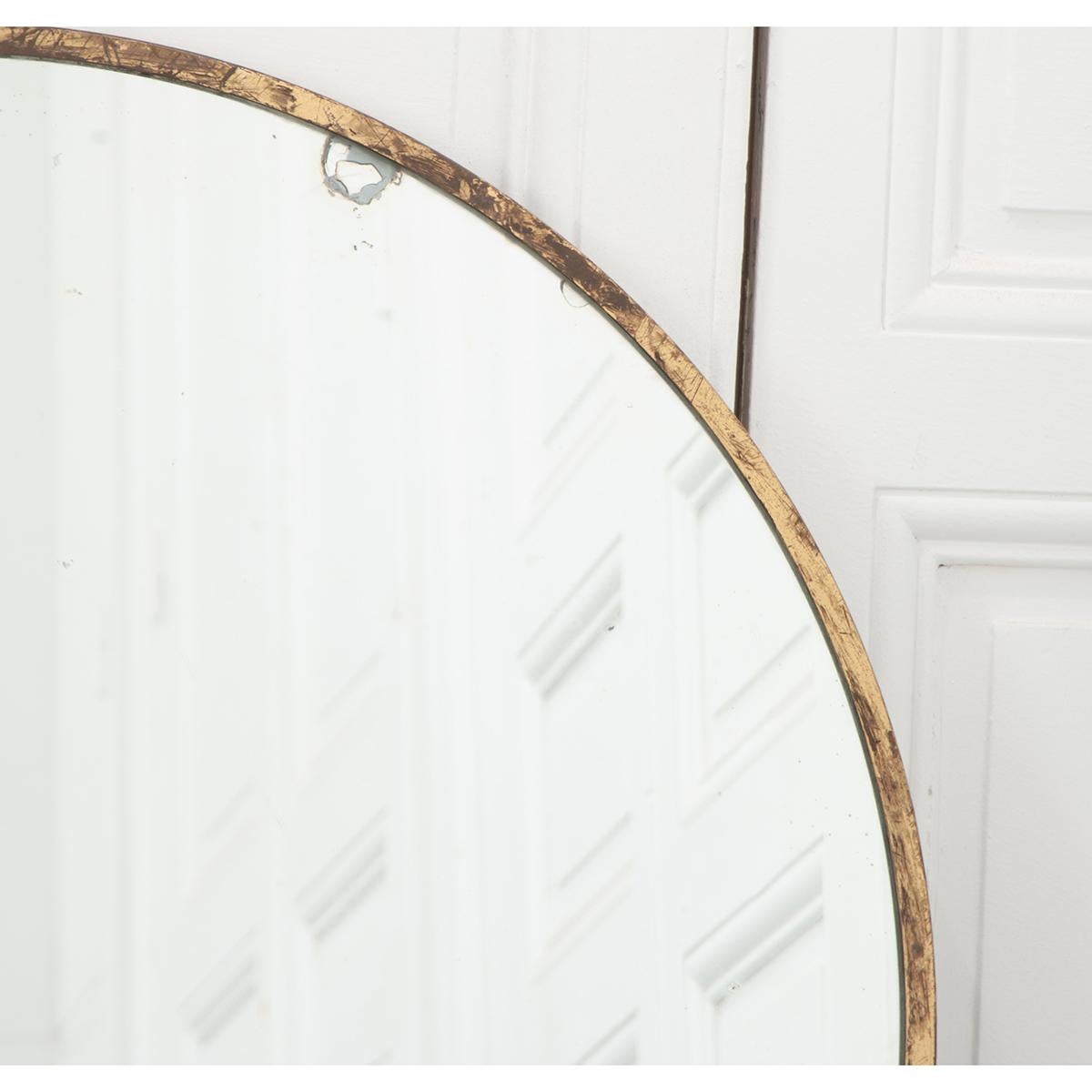 antique brass round mirror