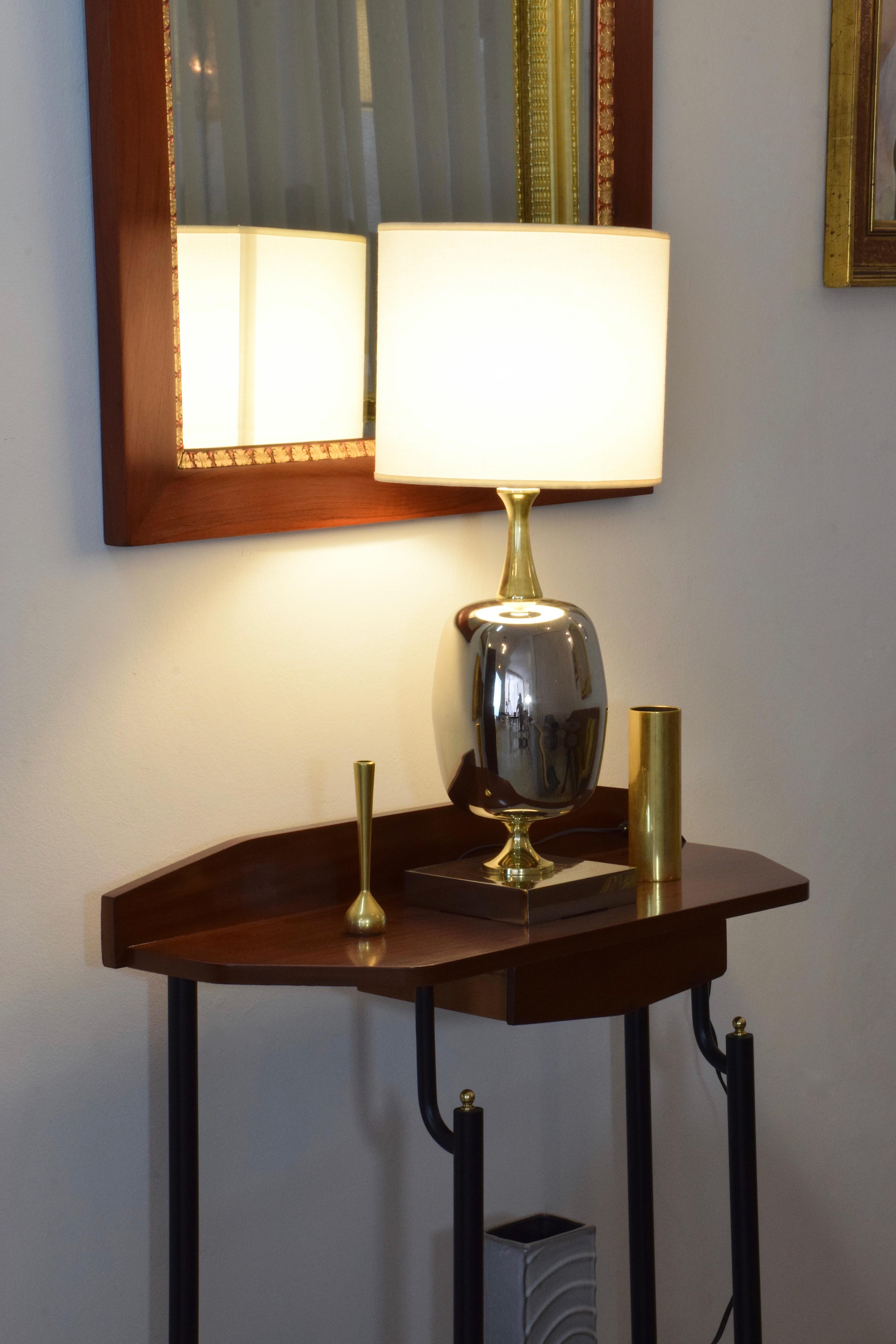 French Vintage Brass Table Lamp, 1970s  6