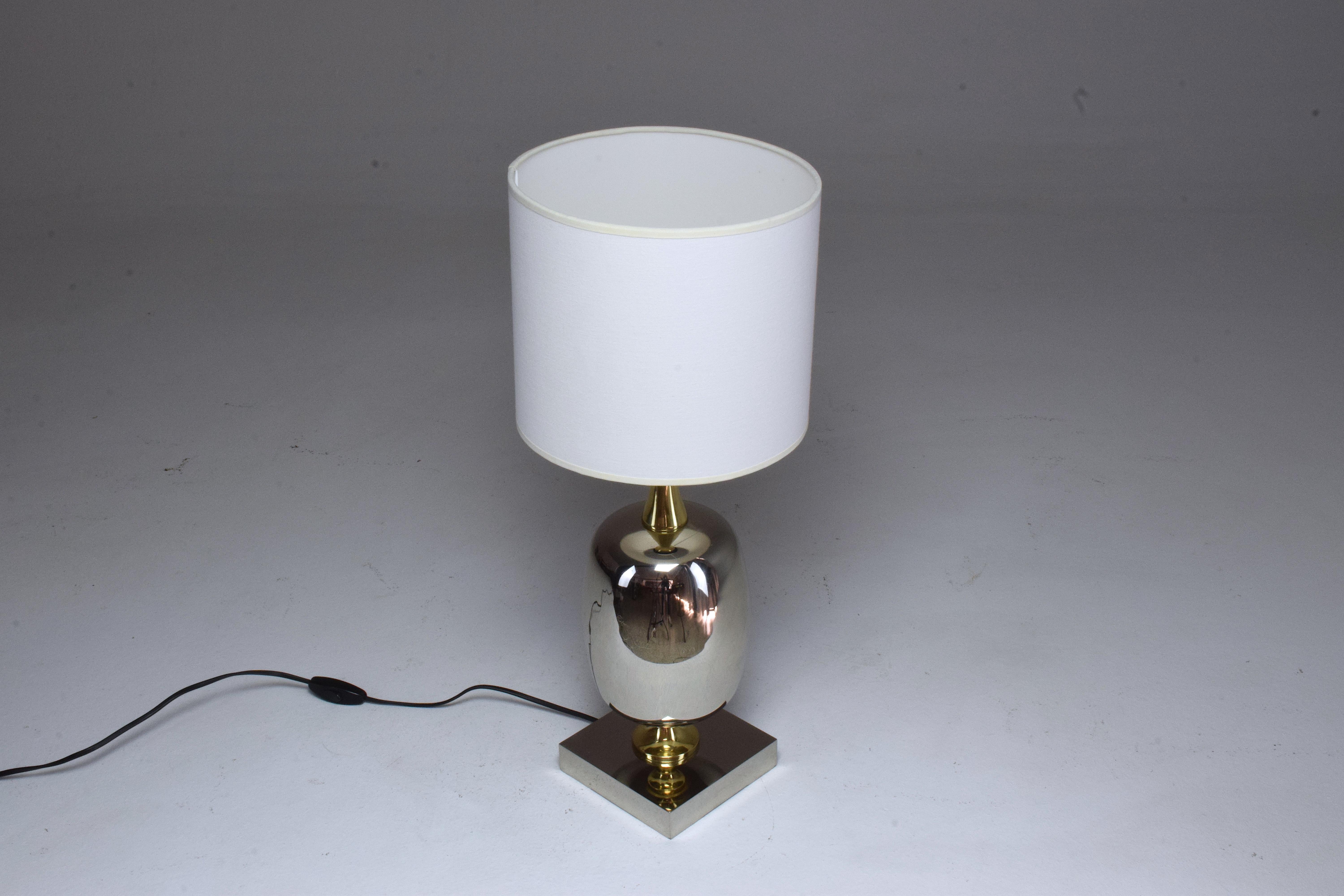 French Vintage Brass Table Lamp, 1970s  12