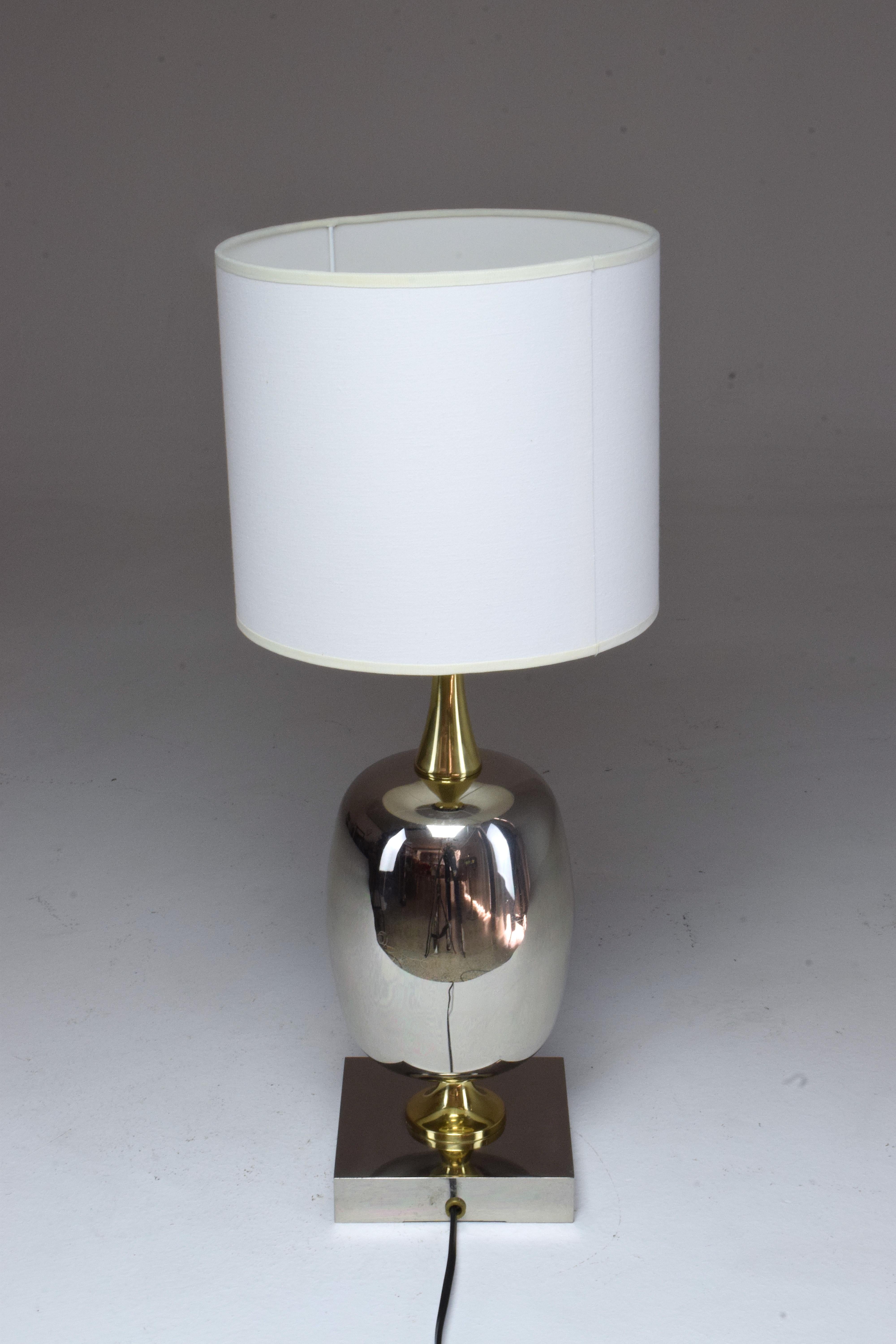 French Vintage Brass Table Lamp, 1970s  13
