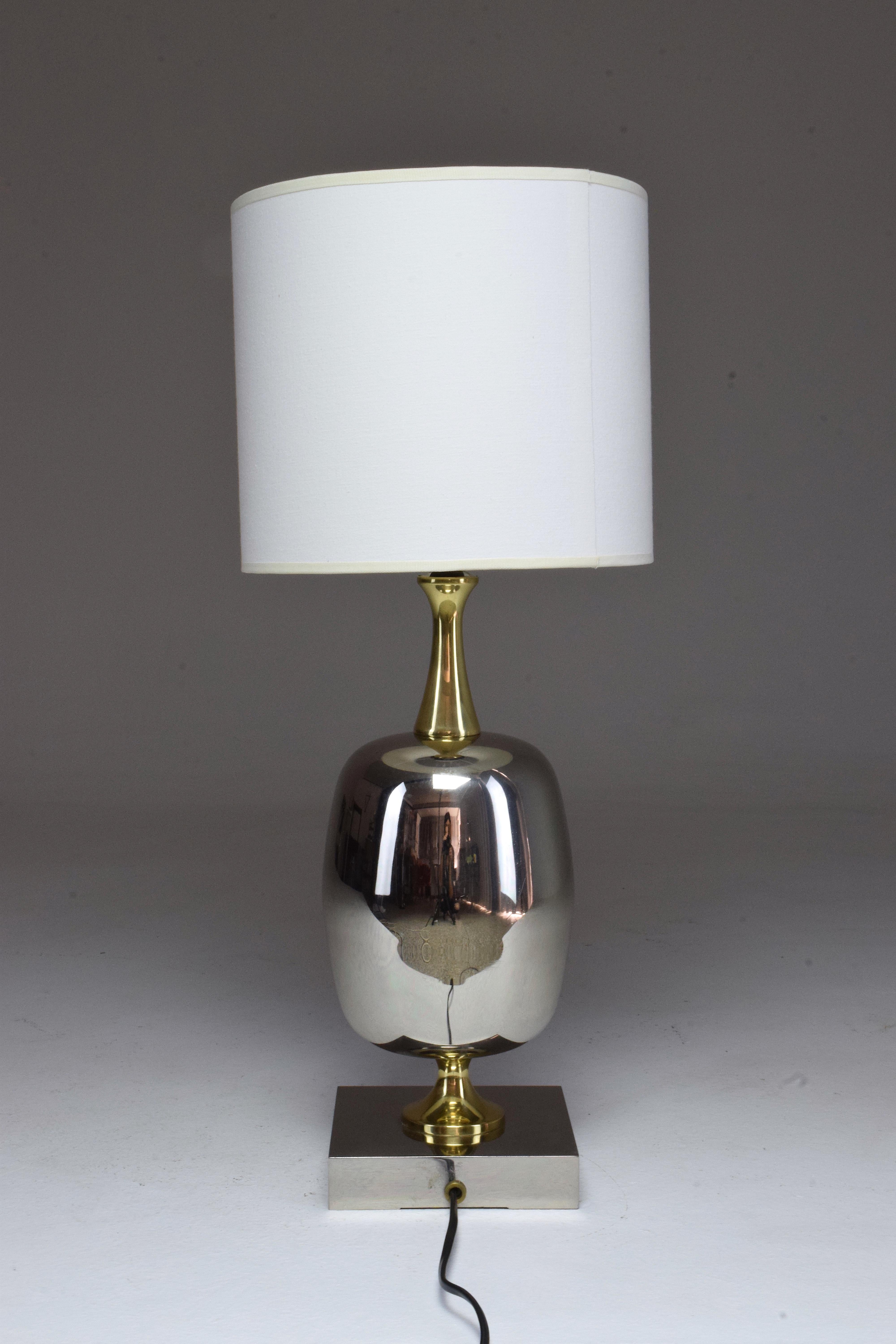 French Vintage Brass Table Lamp, 1970s  14