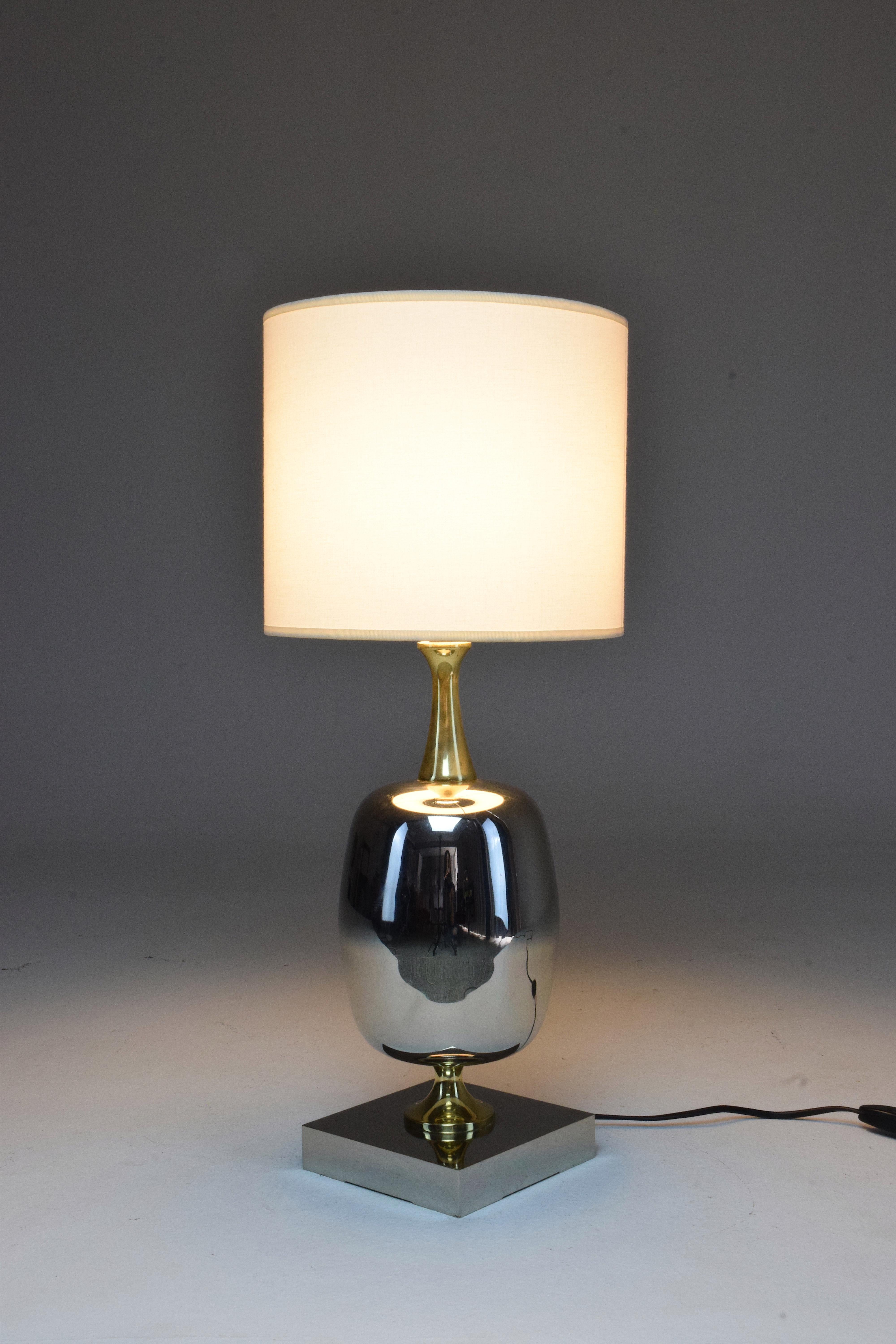 French Vintage Brass Table Lamp, 1970s  In Good Condition In Paris, FR