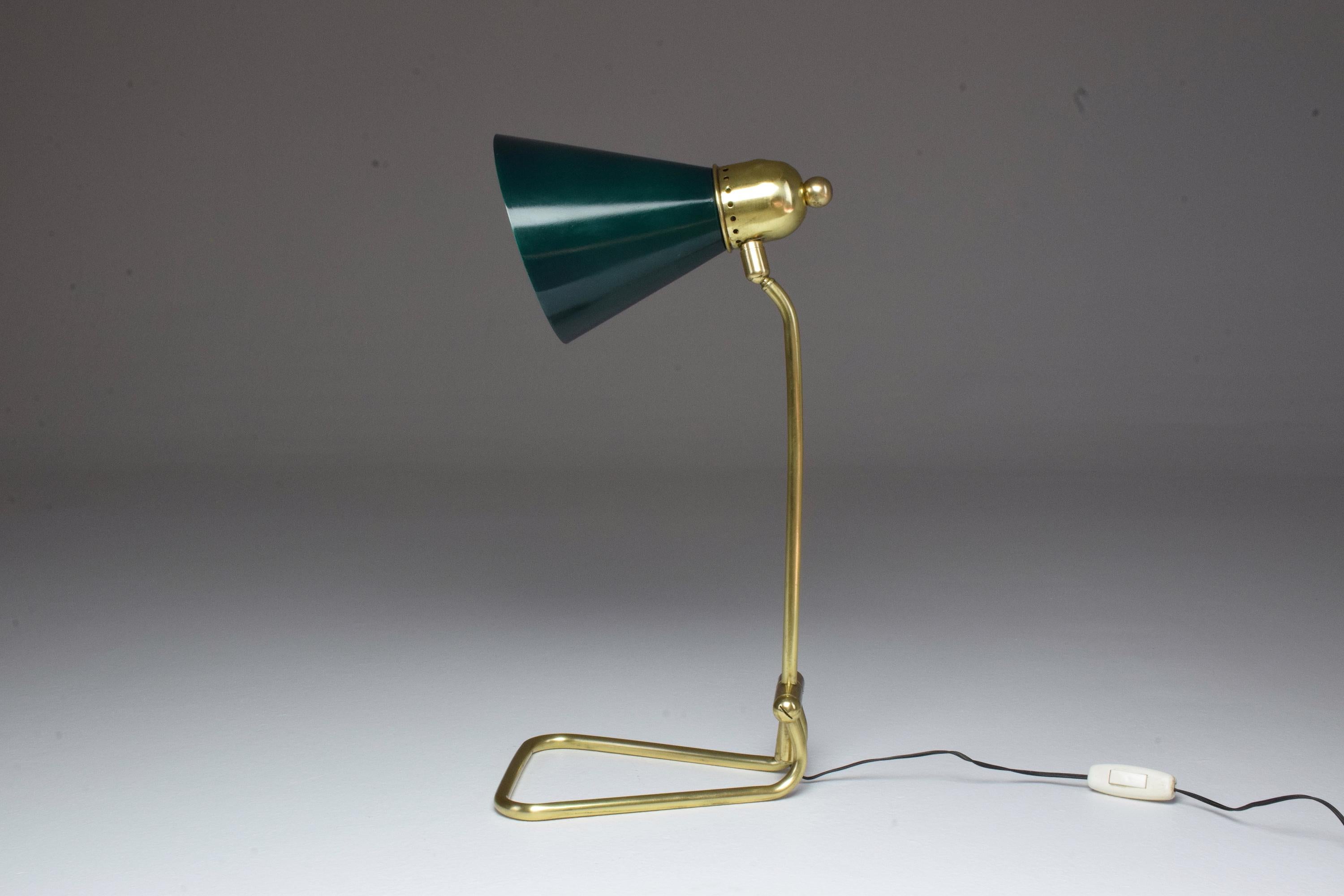 20th Century French Mid-Century Brass Table Lamp by Robert Mathieu, 1950s