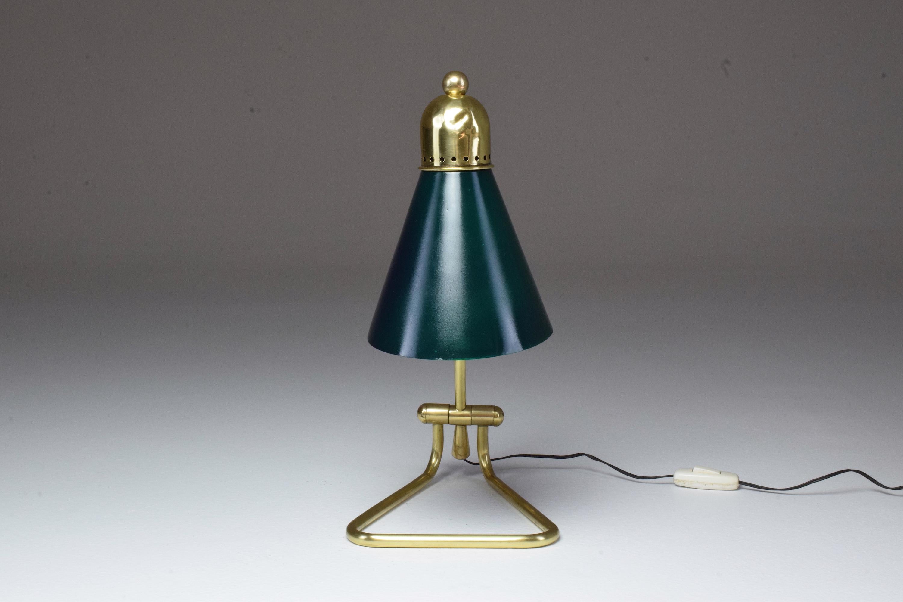 French Mid-Century Brass Table Lamp by Robert Mathieu, 1950s 2
