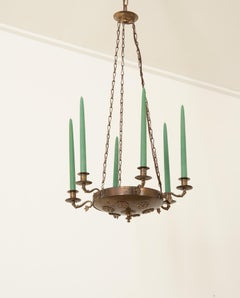 French Vintage Brass Uplight Chandelier