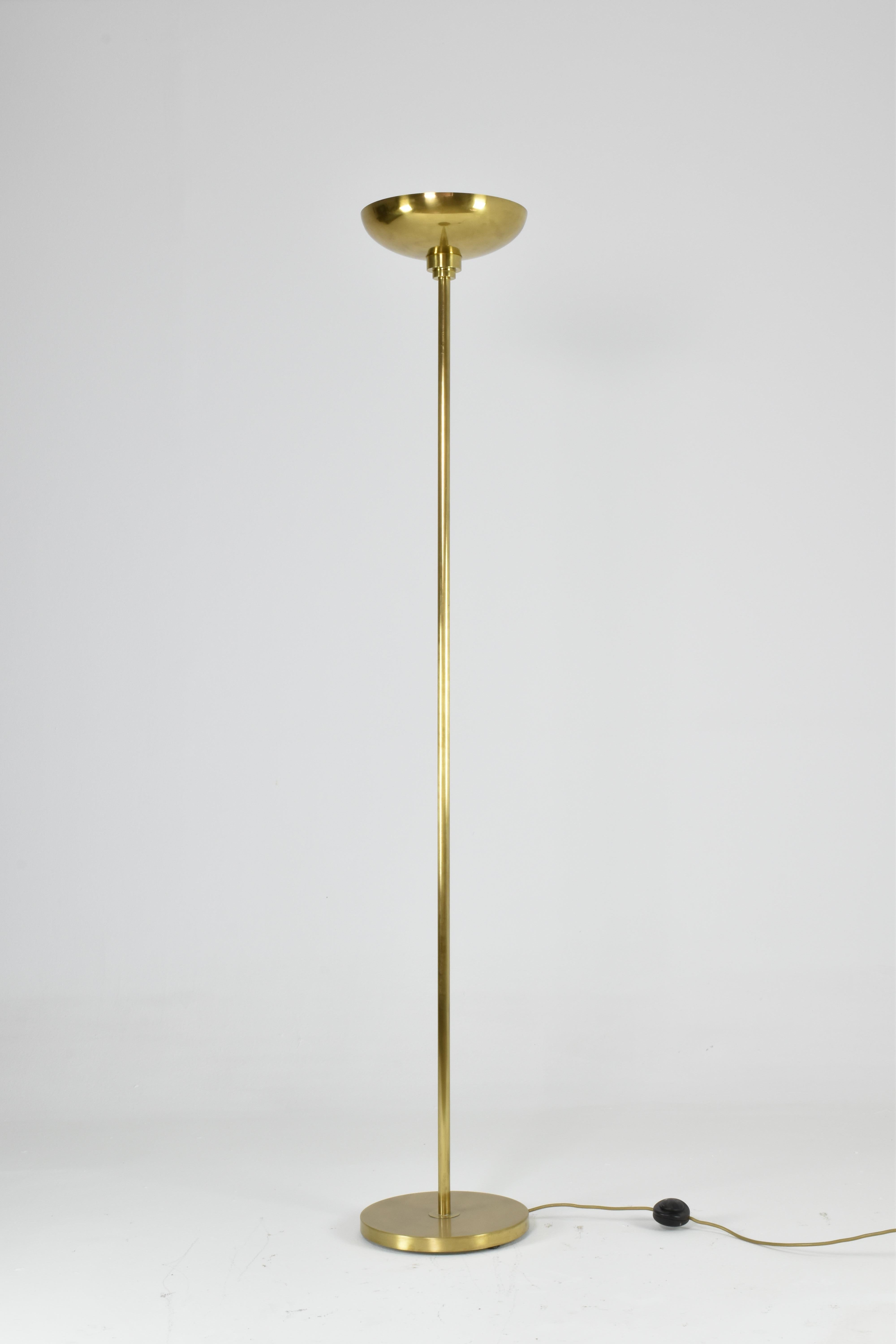 French Vintage Brass Uplight Floor Lamp — 1970s For Sale 1