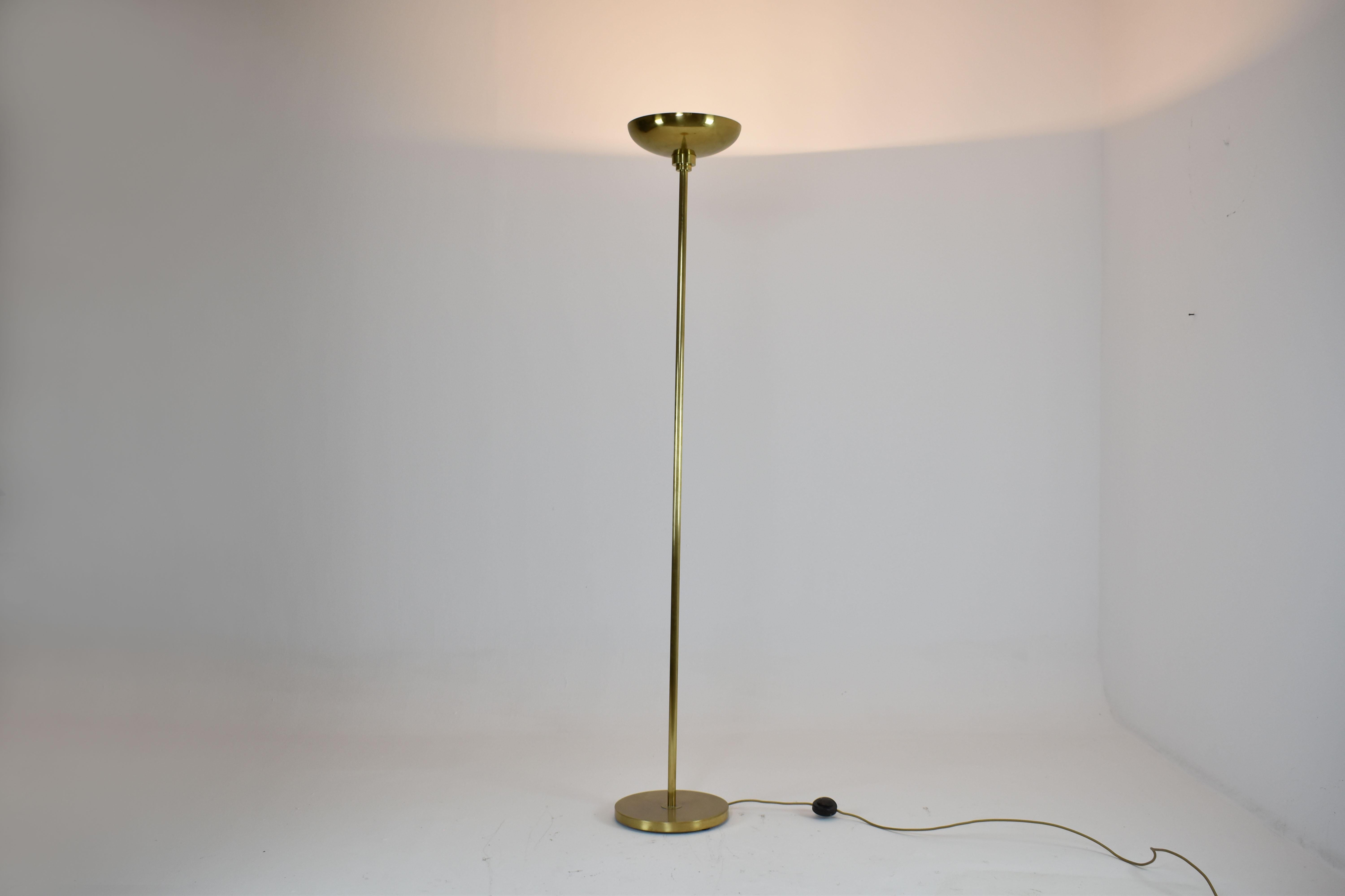 Ottone Lampada da terra a luce abbagliante in ottone vintage francese - Anni '70 in vendita