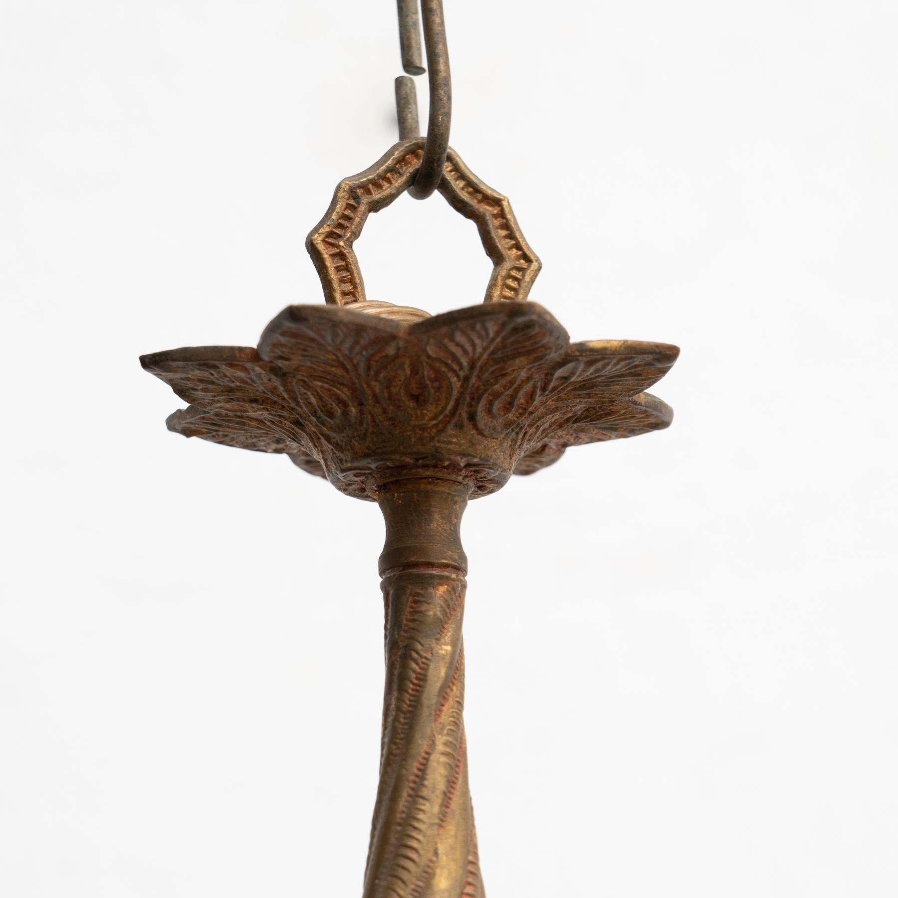 French Vintage Bronze Spider Ceiling Lamp, circa 1940 For Sale 8
