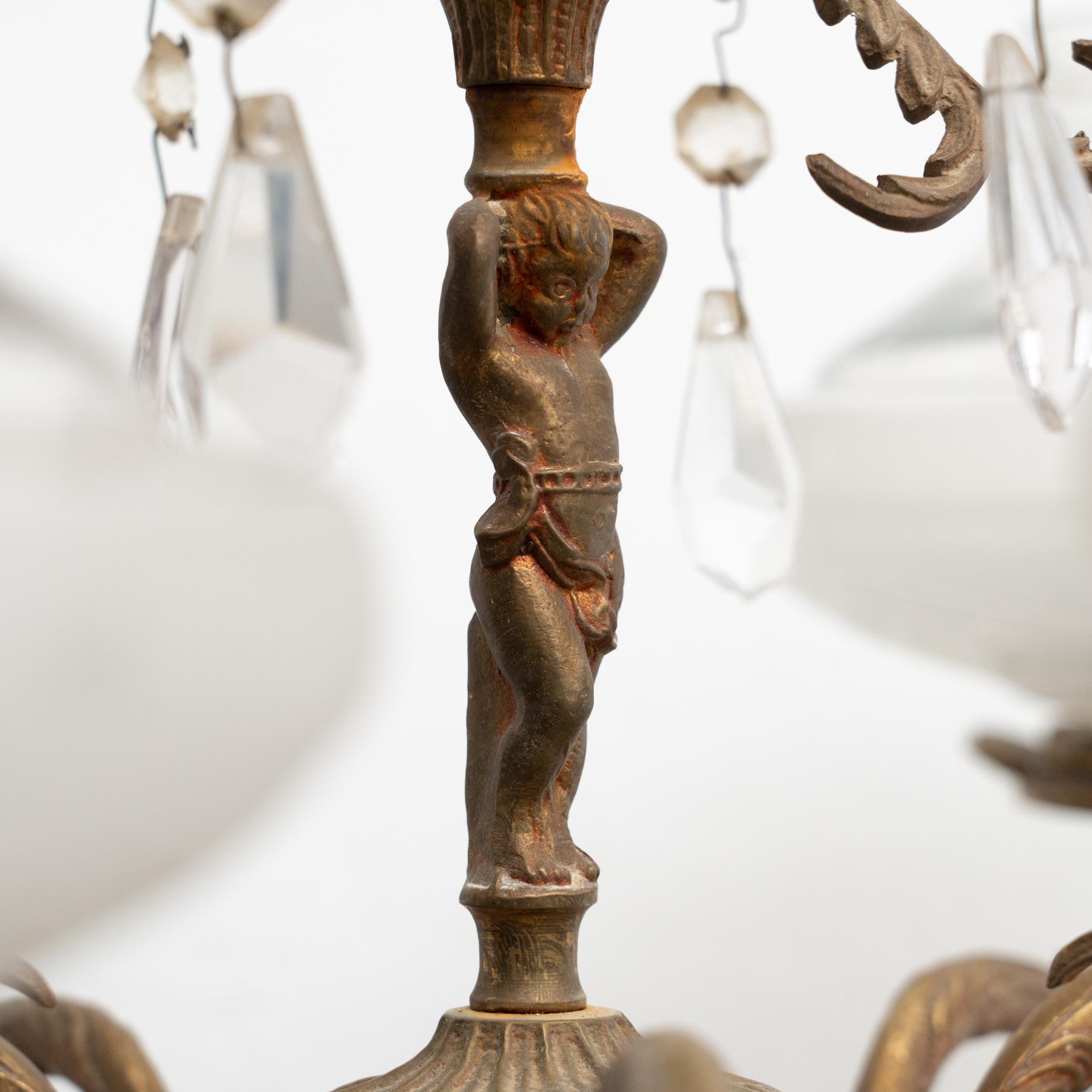 Französische Vintage Bronze Spider Deckenlampe, um 1940 im Angebot 9