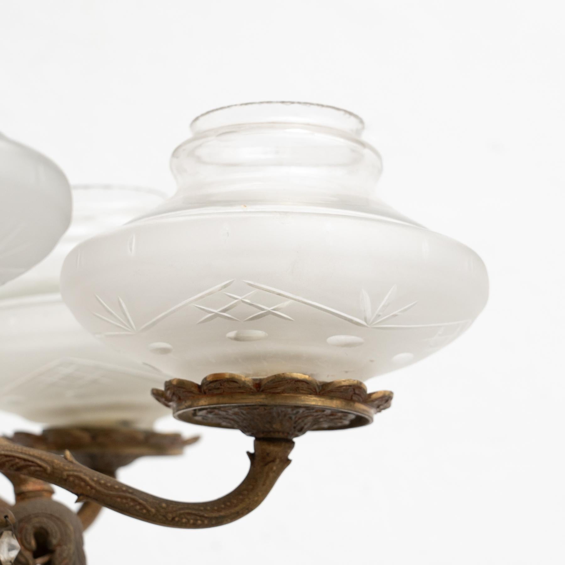 Französische Vintage Bronze Spider Deckenlampe, um 1940 im Angebot 3