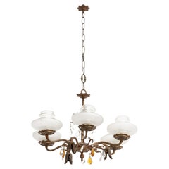 French Vintage Bronze Spider Ceiling Lamp, circa 1940