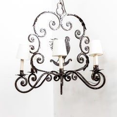 French Vintage Bronzed Rooster Chandelier