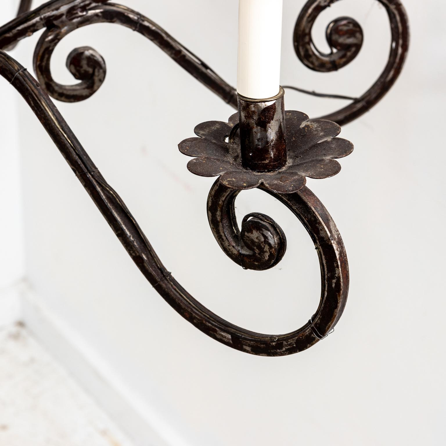 Metal French Vintage Bronzed Rooster Chandelier For Sale