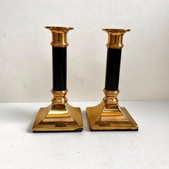 Portacandele vintage francesi, set 2 Portacandele in ottone dorato, anni '70 Set 2