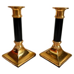 French Vintage Candleholders, Set 2 Gilt Brass Candleholders, 1970s Set 2