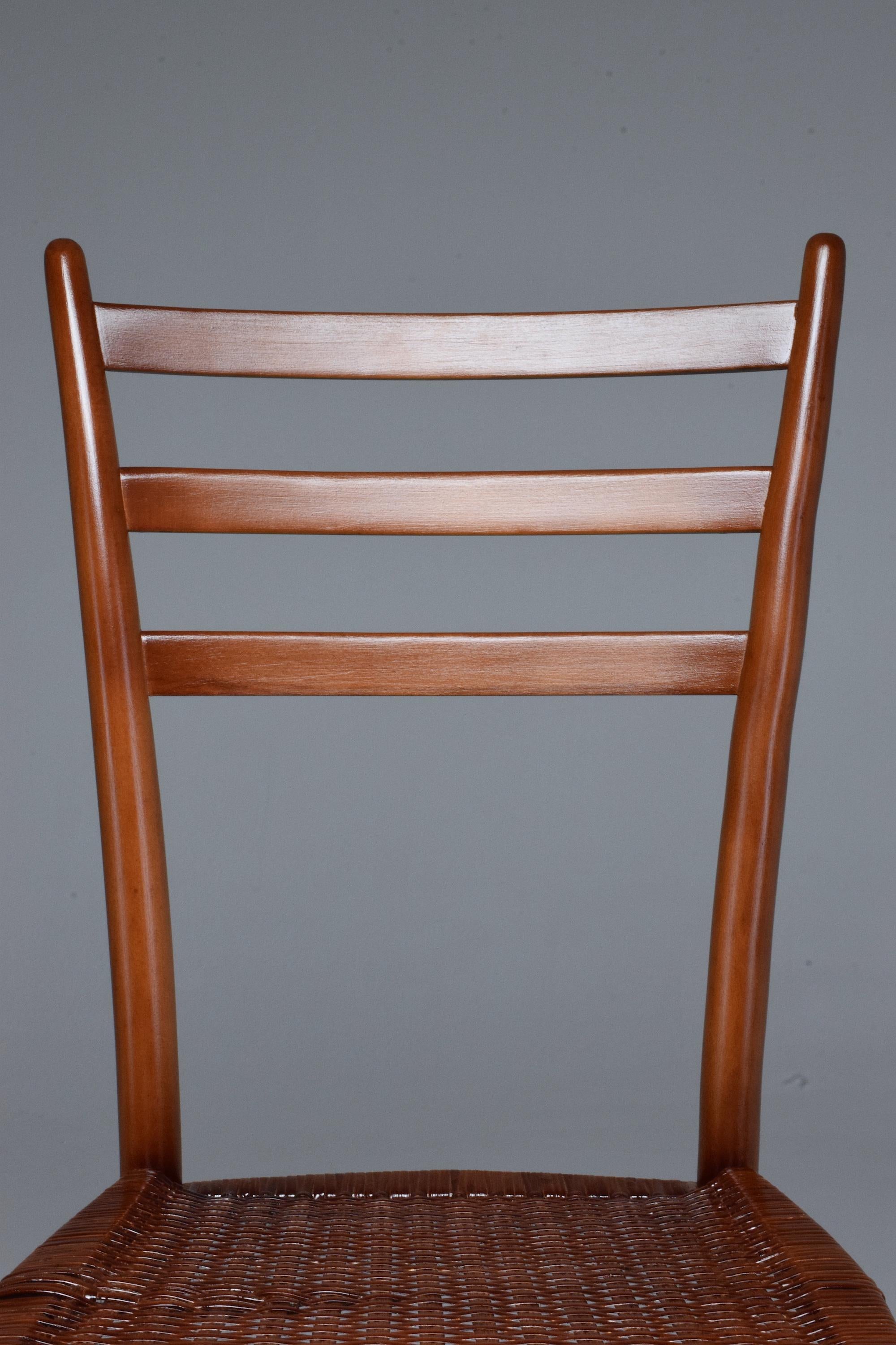 French Vintage Cane Dining Chairs, Set of Five, 1930s 5