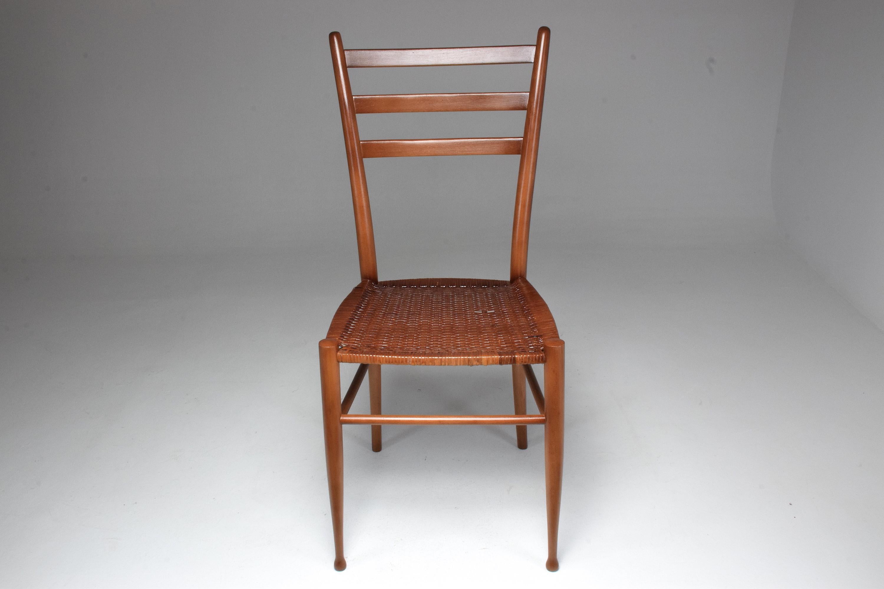 20th Century French Vintage Cane Dining Chairs, Set of Five, 1930s