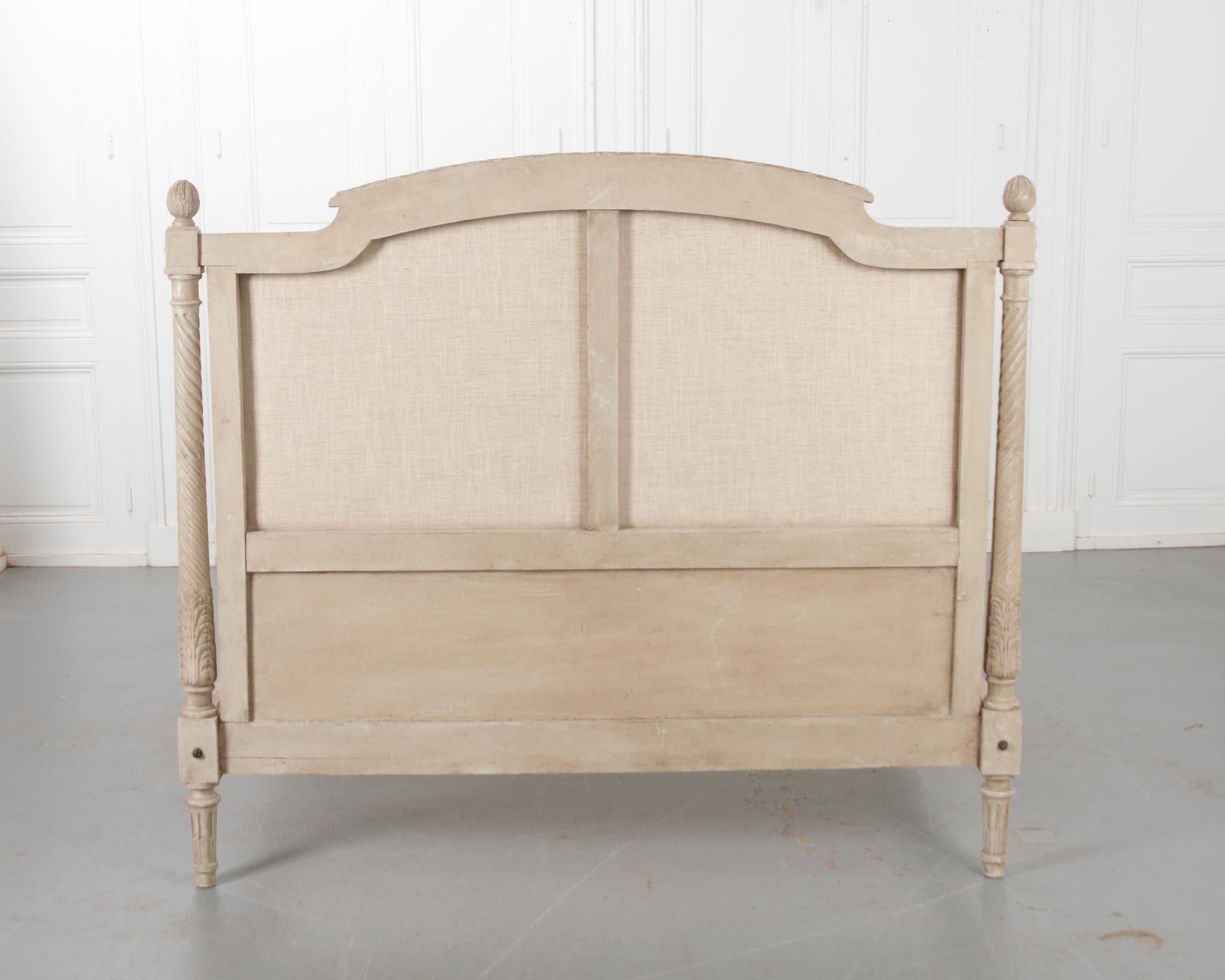 French Vintage Carved and Painted Louis XVI-Style Queen Bed 4