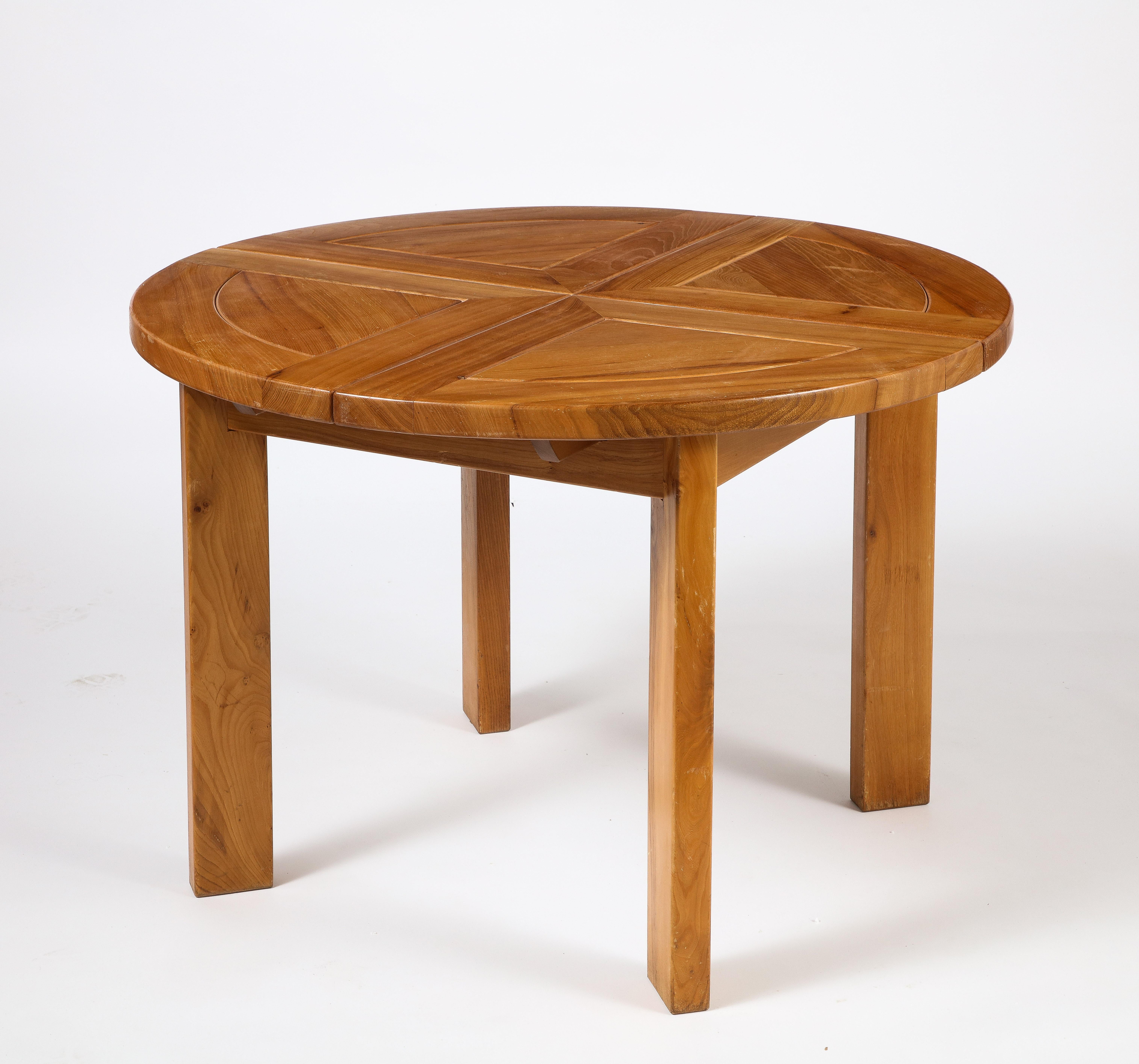 Late 20th Century Maison Regain Dining Table in Elm Wood, France, circa 1970 For Sale