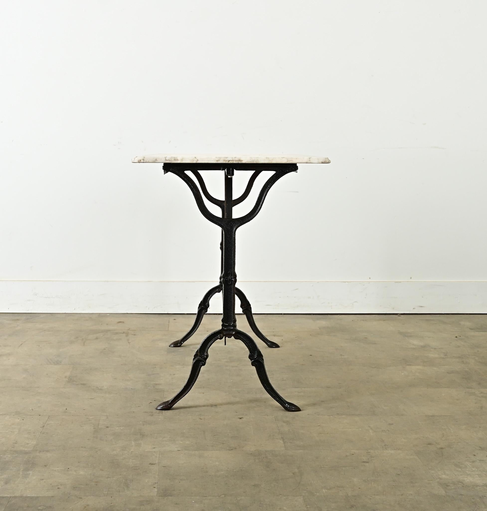 French Vintage Cast Iron & Curvy Marble Bistro Table For Sale 3