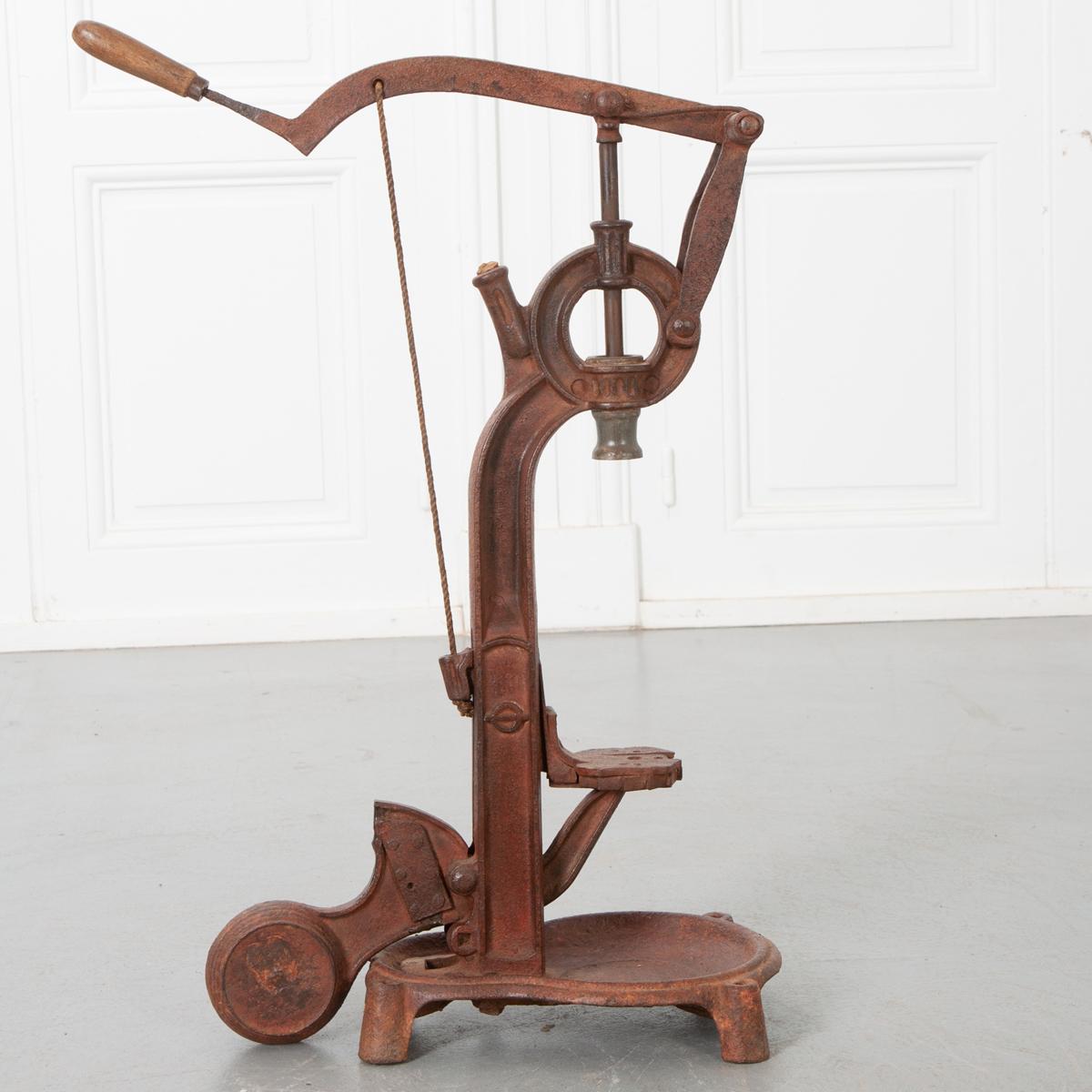 This unique apparatus has a lot to do with the history and shaping of French history and culture: the wine bottle corker. Made of iron around 1890, was used in a winery in Bordeaux. Wine production is intrinsic to French culture and is taken very