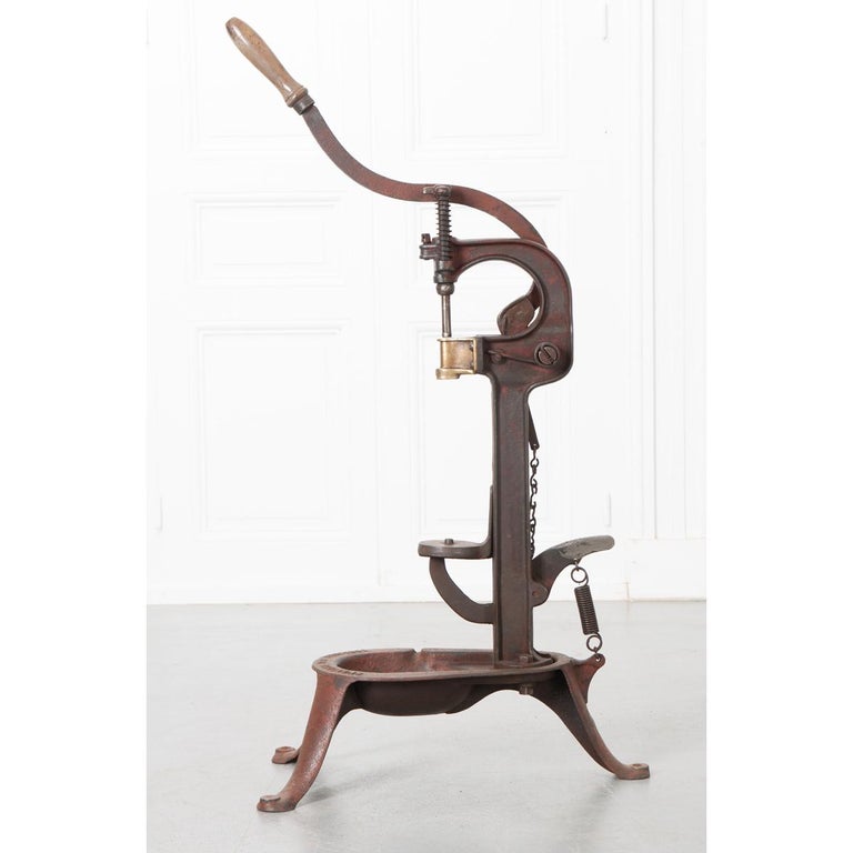 French Vintage Cast Iron Wine Bottle Corker For Sale at 1stDibs