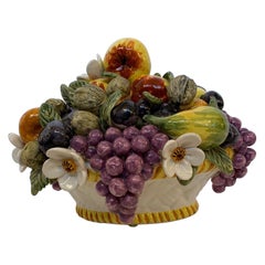 French Vintage Ceramic Flower and Fruit Basket