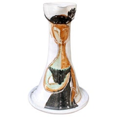 Base per lampada in ceramica d'epoca francese di Atelier du Grand Chêne, circa anni '50