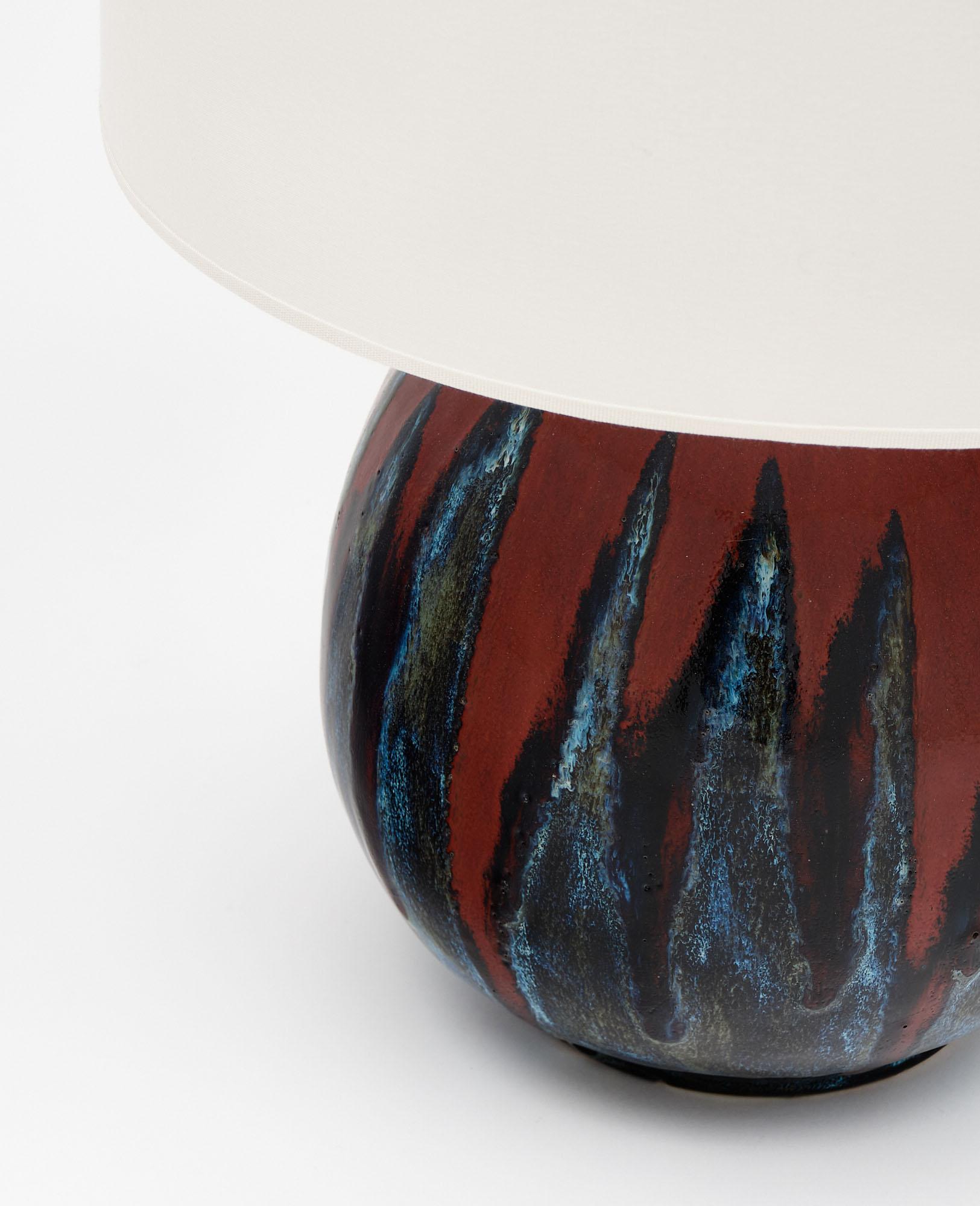 Table lamp from Vallauris, France made of glazed ceramic. This piece has been newly wired to fit US standards.
