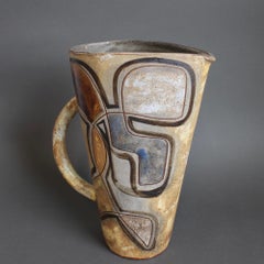 French Vintage Ceramic Pitcher with Abstract Motif by Alexandre Kostanda