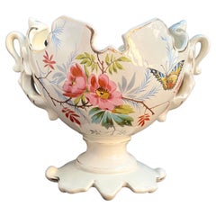 French Vintage Ceramic Planter, 1950 Floral Pattern Porcelain Vase