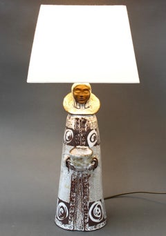 Lampe de table française en céramique vintage par Albert Thiry (circa 1970)
