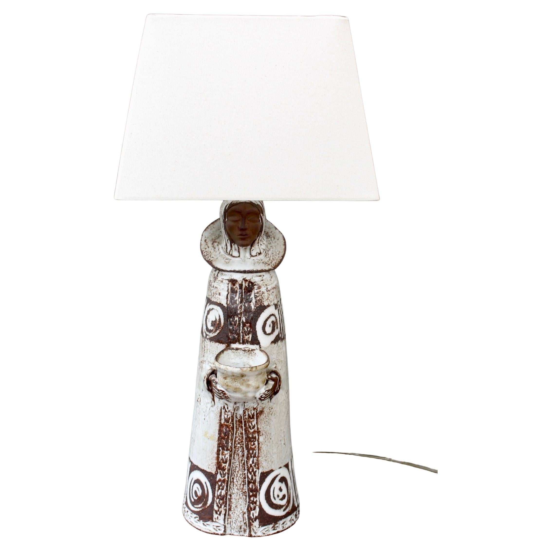 French Vintage Ceramic Table Lamp by Albert Thiry (circa 1970s) For Sale