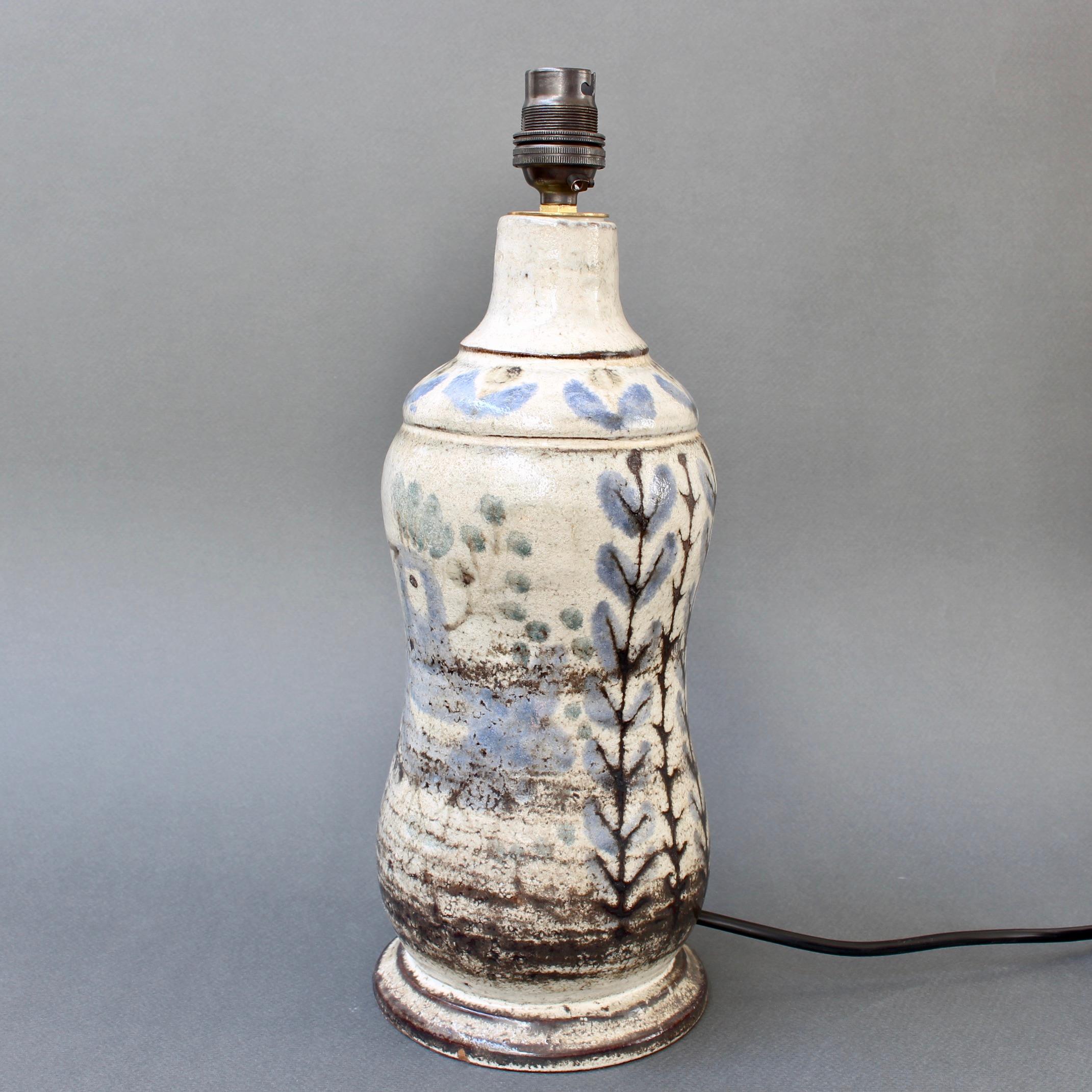 Hand-Painted French Vintage Ceramic Table Lamp by Le Mûrier Studios 'circa 1960s'