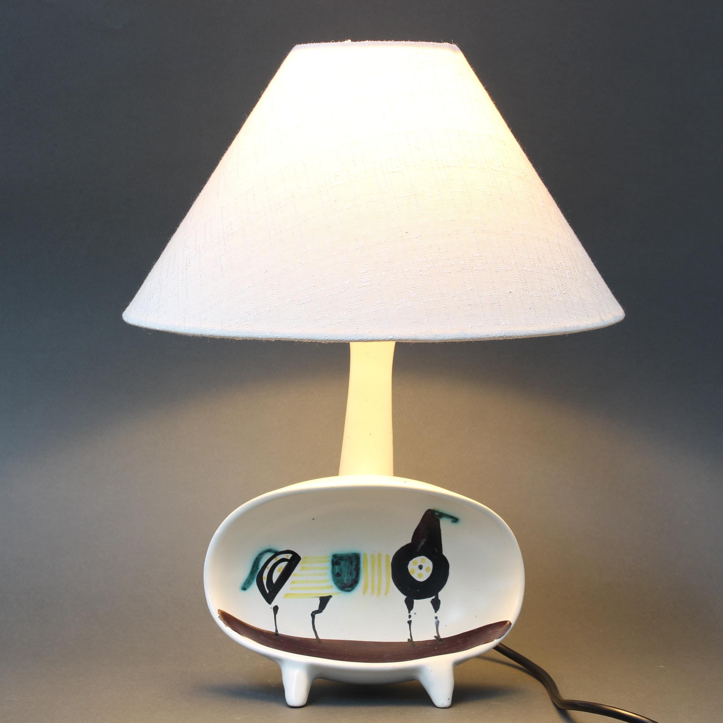 Mid-Century Modern French Vintage Ceramic Table Lamp by Roger Capron, 'circa 1950s' For Sale