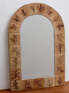 Miroir mural vintage en céramique attribué à Roger Capron, circa 1970