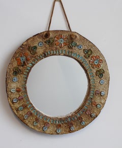 Espejo de pared francés vintage de cerámica de La Roue (hacia 1960)