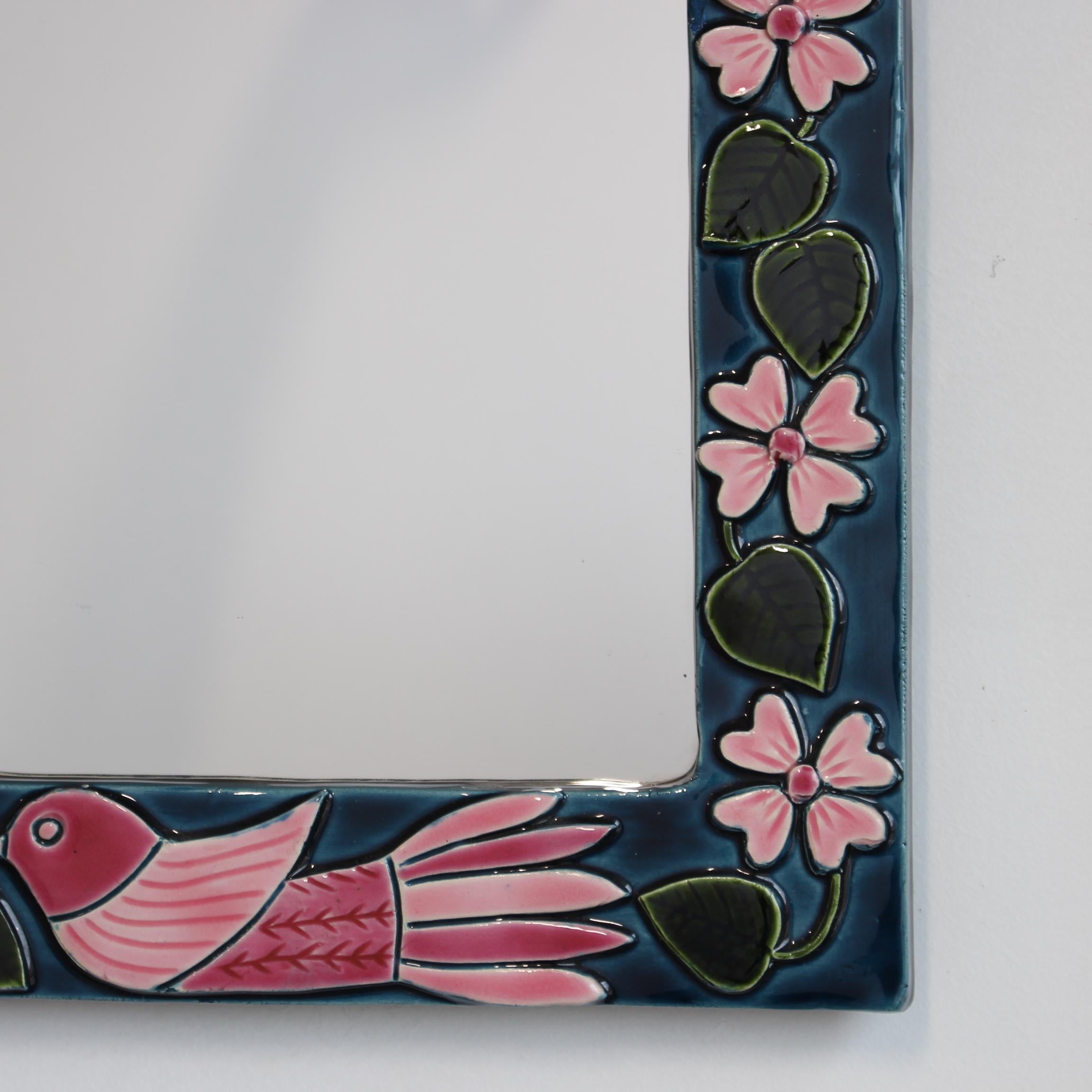 Céramique Miroir mural vintage en céramique de Mithé Espelt (circa 1960)