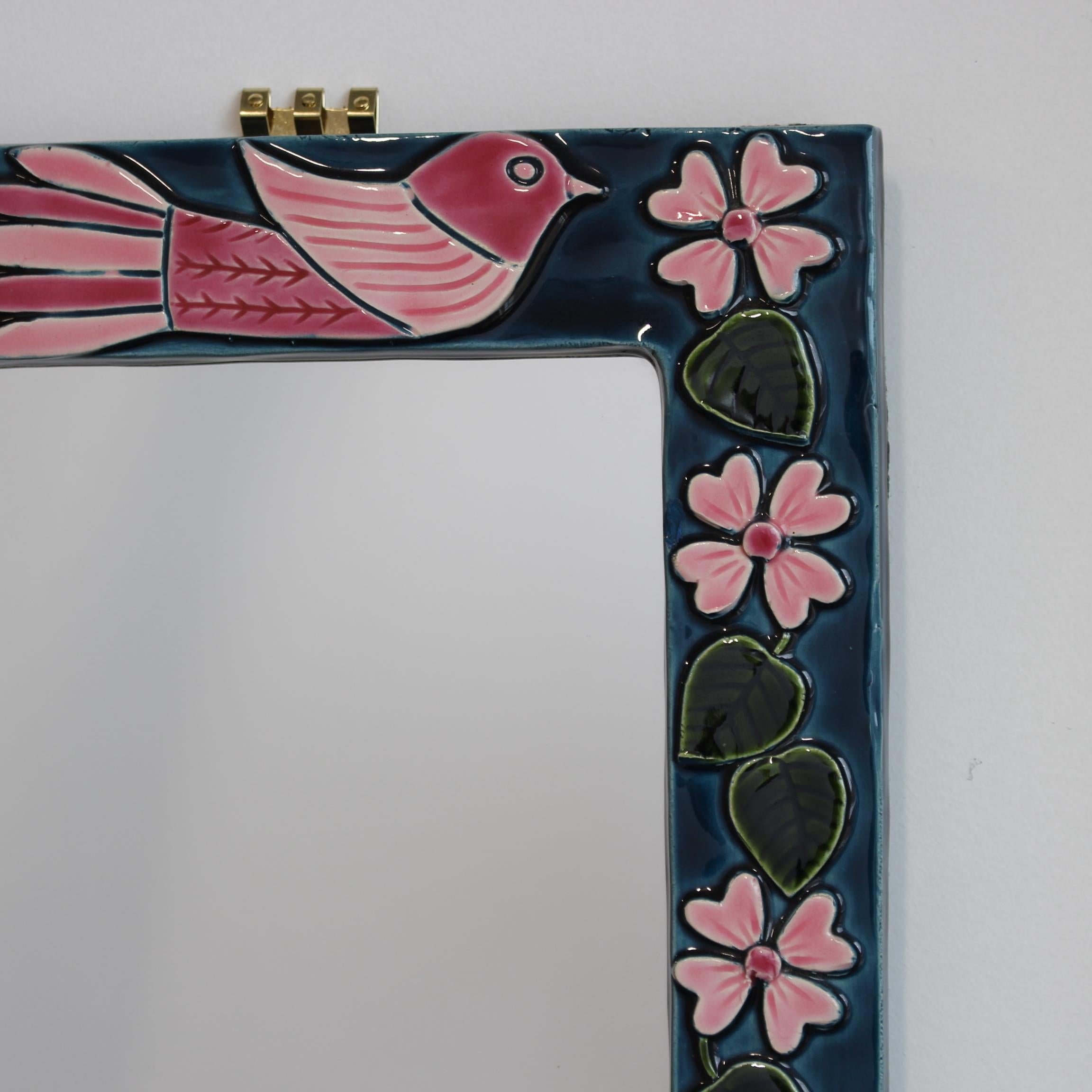 Miroir mural vintage en céramique de Mithé Espelt (circa 1960) 1