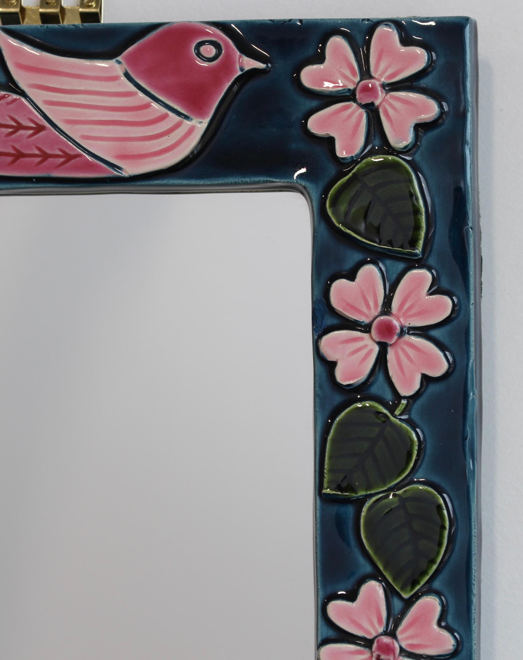 Miroir mural vintage en céramique de Mithé Espelt (circa 1960) 2