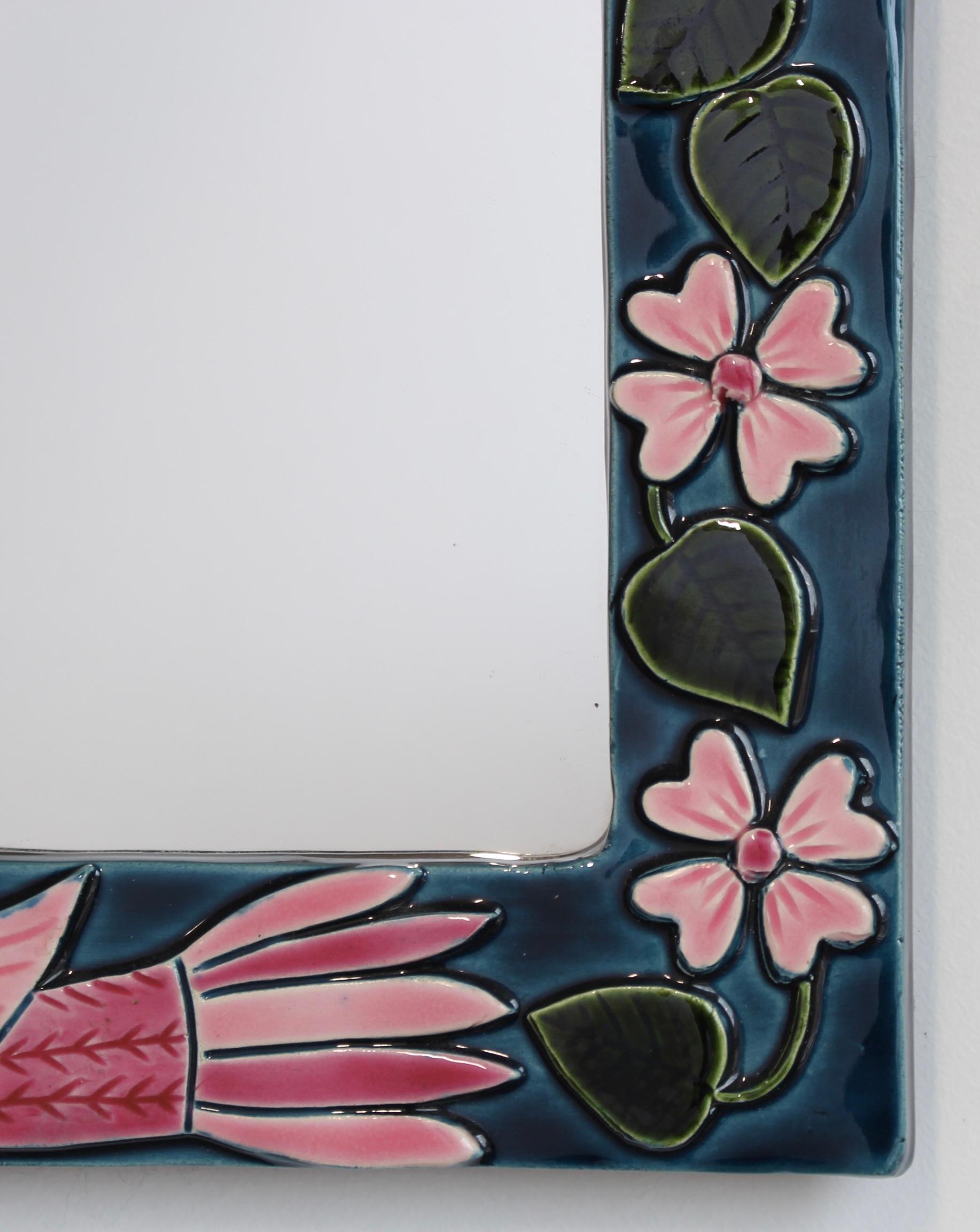 Miroir mural vintage en céramique de Mithé Espelt (circa 1960) 3
