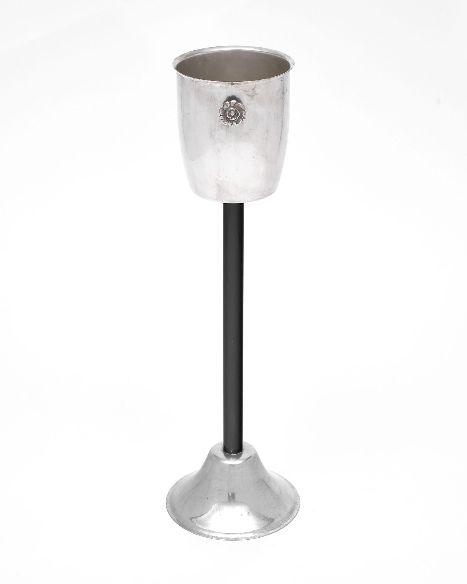 Mid-Century Modern French Vintage Champagne Bucket on Stand
