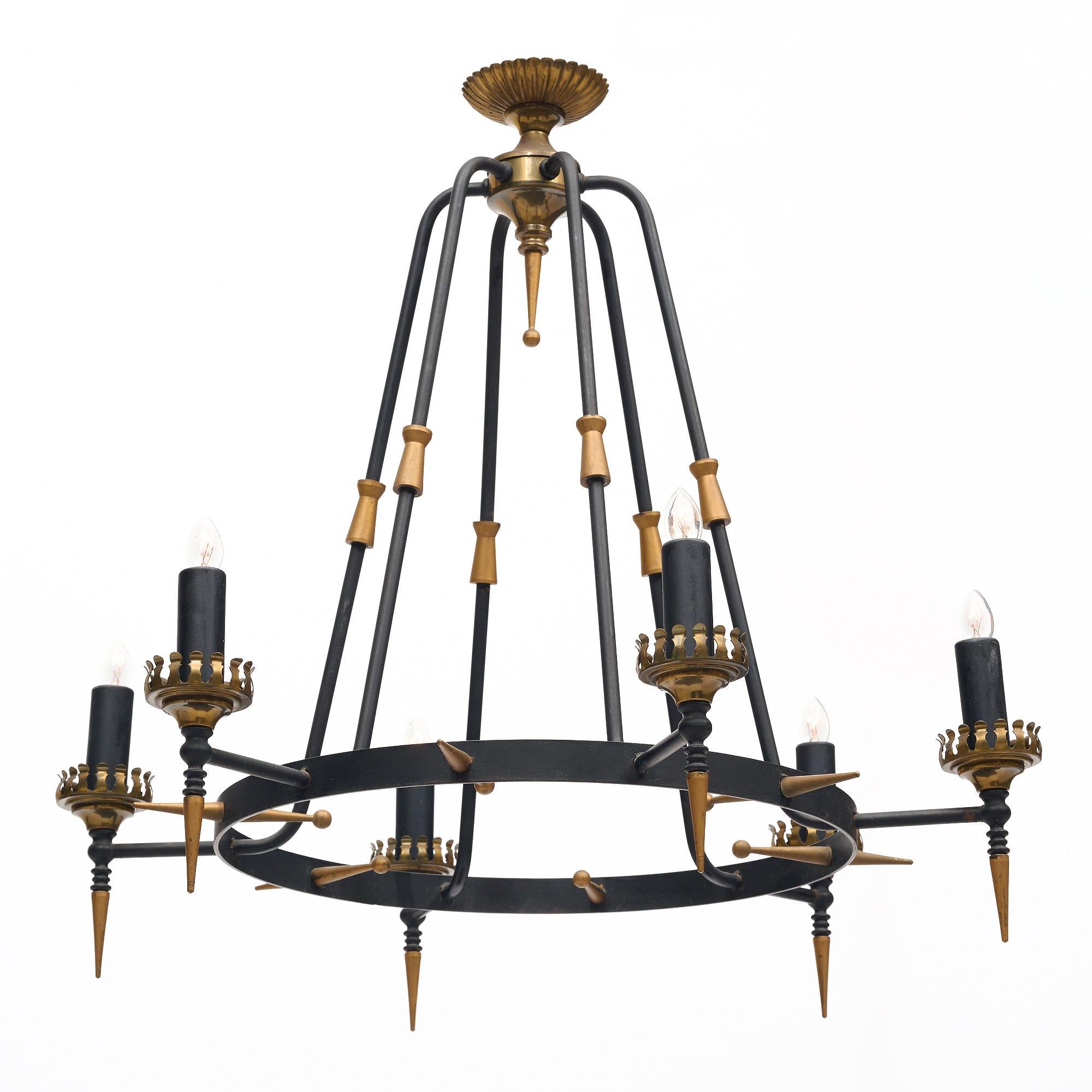 Brass French Vintage Chandelier For Sale