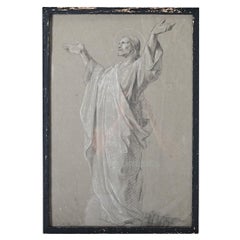 Dessin au fusain de Jésus, Vintage, France