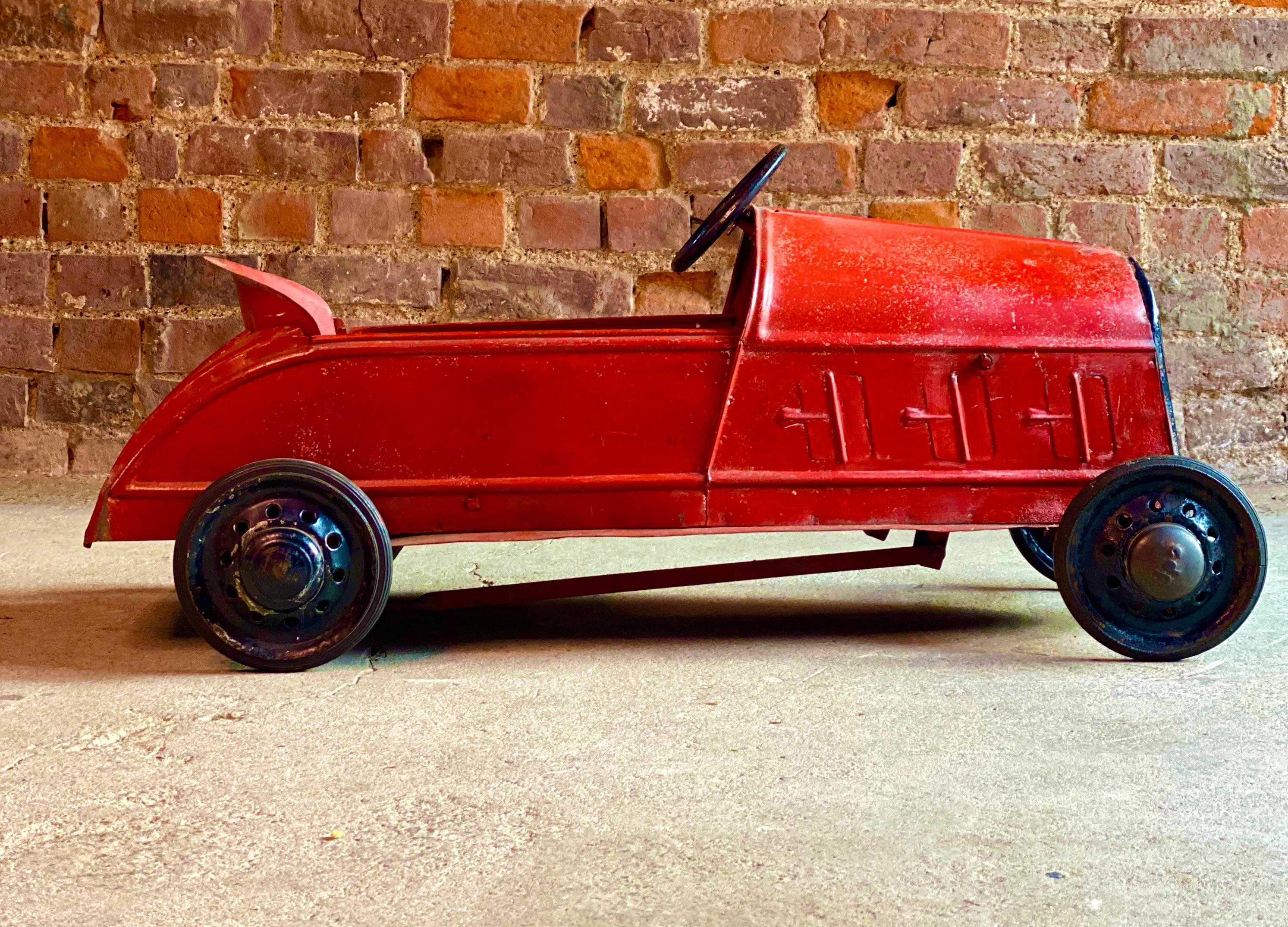 Mid-20th Century French Vintage Childs Pedal Car Metal Art Deco Era, circa 1930s